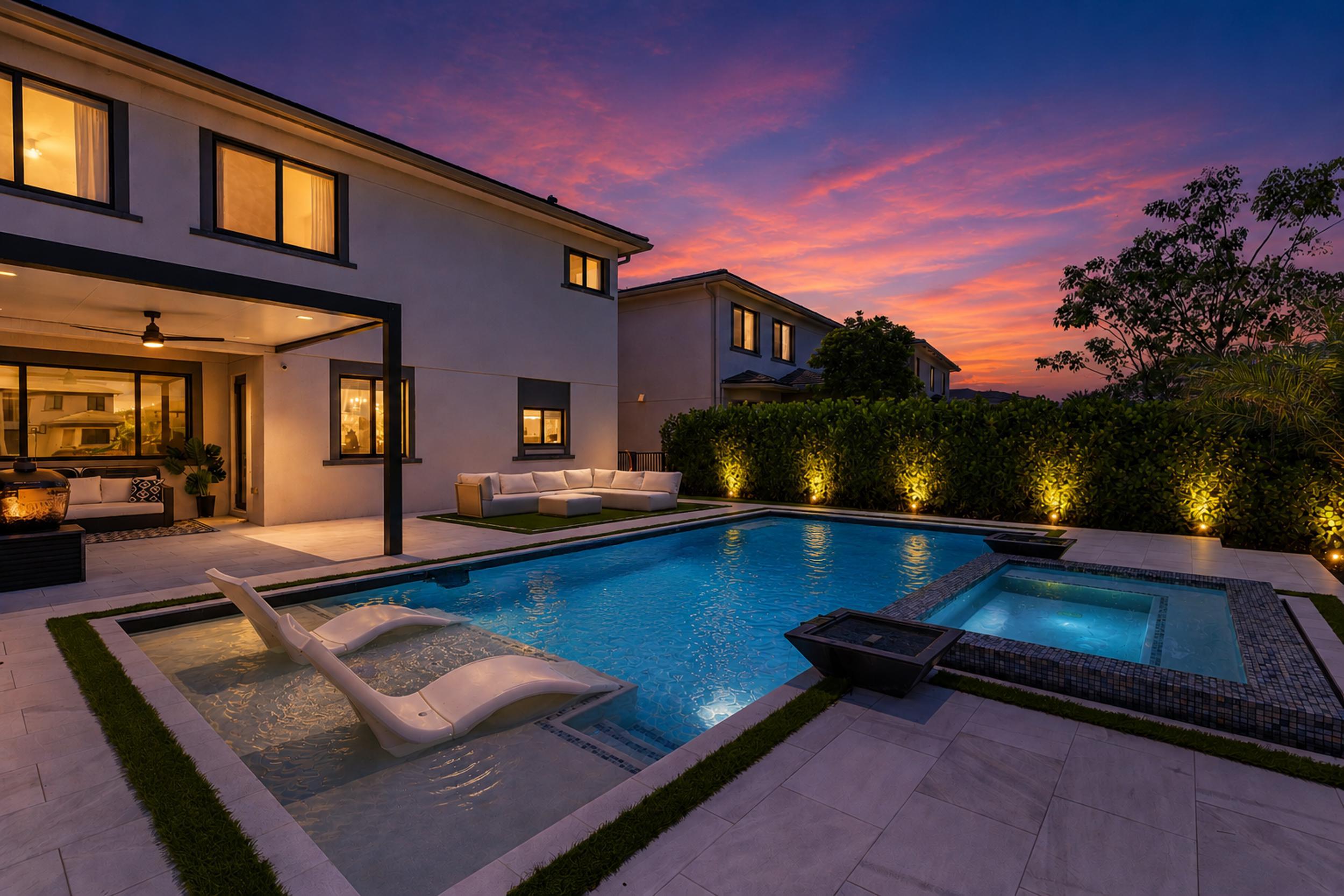 Stunning waterfront home offering the perfect blend of luxury, comfort, and modern design. This meticulously maintained 4-bedroom, 4-bath residence showcases exceptional attention to detail throughout, featuring impact windows and doors, designer lighting, custom molding, and a beautiful fireplace that creates an incredible ambiance from the moment you enter.  The resort-style backyard is truly an entertainer's dream, complete with a heated pool and spa, putting green, outdoor kitchen with built-in grill and Egg smoker, landscape lighting, and integrated outdoor speakers — all designed to create the ultimate indoor/outdoor South Florida lifestyle.  Situated on a beautiful waterfront lot in a highly desirable community with A-rated schools and located next to a brand-new par