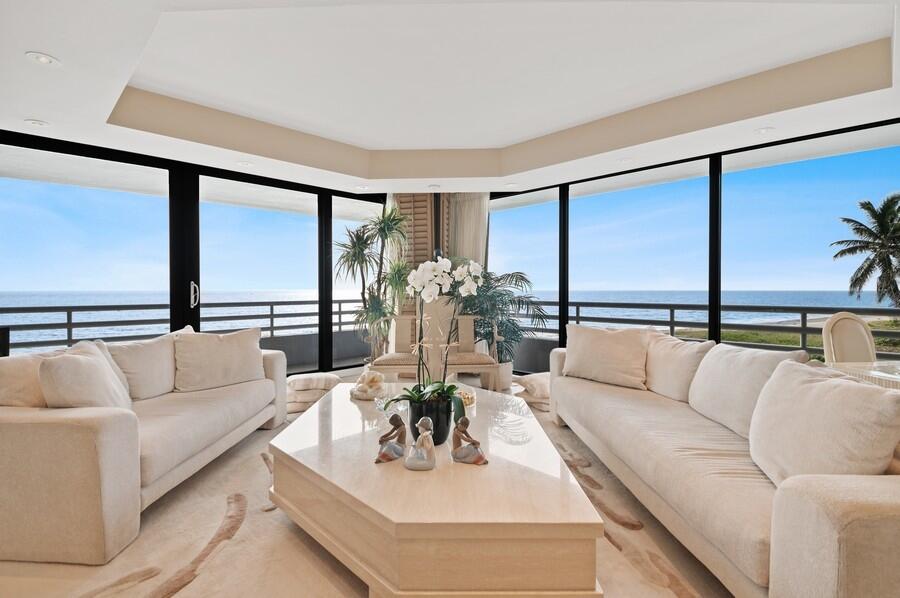 This spectacular, rarely available wrap-around corner unit is located on the 
 sought after south side of the south tower with stunning 'cruise ship' ocean views.  This third floor residence drips with old Hollywood charm... with coved ceilings, porcelain flooring,  plush carpeting in the bedroom suites, elevated media room, gold trimmings, custom bar/lounge with glass details, gorgeous built-ins, walk-in closets and glamourous bathrooms. The Addison 5-star lifestyle features restaurant service for breakfast, lunch, seasonal events, catering (poolside, oceanside or in the restaurant) and take-out dinner. Professional on site management, 24-hour in-house maintenance, massage service, complimentary valet service, dog park and concierge insures stress free living. Maid service, automobile care and transportation may be arranged. Recreational facilities include 5 separate fitness rooms, saunas and steam rooms, social room and oceanfront cabanas. Manned security in each lobby, at the gated entrance and beachfront surveillance assures privacy and security.