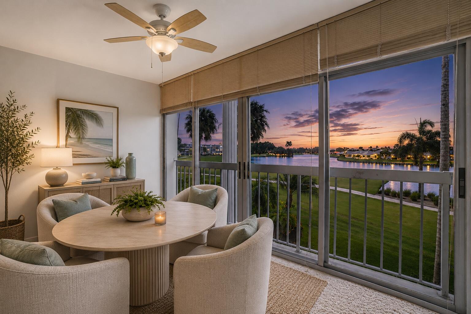 2nd Floor Condo with Breathtaking Lake & Golf Views Experience resort-style living every day in this inviting 2-bedroom, 2-bathroom condo, perfectly in the highly desirable City of Atlantis, Florida. Step inside and be captivated by the sweeping, unobstructed views of a sparkling lake and lush golf. The condo has a split floor plan and large living room, The master wing is a spacious with ensuite bath and walk-in closet. The guest bedroom has a large closet, The glass enclosed sun room is a generous and adds a second inviting living area to the condo. Updates include A/C (2022) and water heater (2021). No special assessments. HOA fees are expected to be lower in 2027, and the seller is offering a $6,600 credit toward 2026 HOA fees. All ages welcome. The City of Atlantis is a gated, manicured country club community offering 2 championship golf courses with no membership obligations. Kintz Park at The City of Atlantis, where families and residents gather to play tennis, attend a party or City sponsored events in the Club room. Playground for kids has a covered picnic area and a water park for fun! Conveniently located near the beaches, I-95, and Palm Beach International Airport.