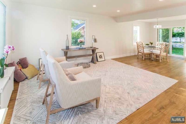 UPDATED IN 2017 - 3-4 BEDROOM, 2 BATHROOM CAPE ON THE EAST SIDE OF CRESSKILL. FIRST FLOOR HAS LIVING ROOM, EAT IN KITCHEN, BEDROOM, FULL BATHROOM, OFFICE/BEDROOM AND A SLIDING DOOR TO THE PRIVATE BACK YARD. SECOND FLOOR HAS TWO BEDROOMS AND A FULL BATHROOM WITH RADIANT HEAT. LOWER LEVEL IS FINISHED WITH A FAMILY ROOM, TV AND BAR, A LAUNDRY ROOM AND STORAGE. LOCATED MINUTES FROM THE CENTER OF TOWN, AWARD-WINNING SCHOOLS AND EXPRESS BUS TO NYC.