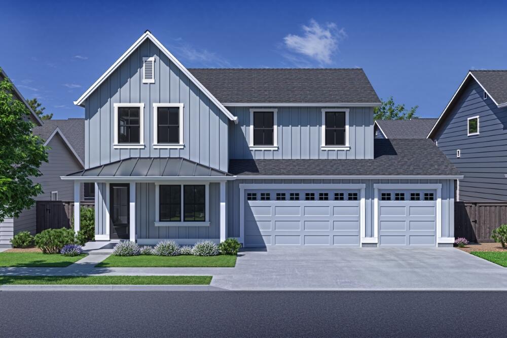 Welcome to this spacious 2,855 sq ft home with a 3-car tandem garage on a large corner lot in SE Bend. The popular Shasta floor plan on Lot 115 features quartz countertops, wood composition flooring, vaulted great room, soft-close cabinets, tankless water heater, A/C, fencing, and more. Located in Easton, a vibrant master-planned community offering future retail, swimming pools, parks, and green spaces. Enjoy a highly walkable neighborhood designed for sunny Bend days and the high desert lifestyle. Photos of a similar model; finishes and features may vary.