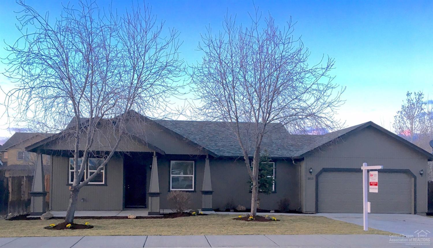 Great 3 bedroom 2 bath home just gone through with new paint, flooring. Kitchen with solid surface counter tops, stainless appliances including range/oven, dishwasher, microwave, refrigerator. Master suite with large bath, dual sinks and walk in closet plus additional closet for your needs. Patio deck with fenced back yard with the possibility of a RV space off the back. Double attached garage. Covered entry. New sprinklers and landscaping. This home is vacant and ready to go.