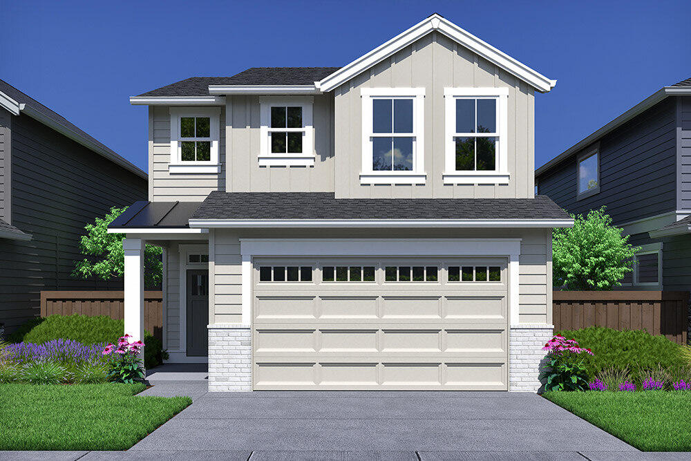 Homesite #326 - Give yourself the best holiday gift by moving and soaking in the STUNNING mountain views in our Sydney home plan by Pahlisch Homes offers comfortable two story living with an open concept dining/kitchen and great room on the first floor and three cozy bedrooms plus a loft on the second floor. Enjoy the covered patio for all occasions. The kitchen and all bathrooms offer solid Quartz counters and luxury vinyl plank flooring everywhere save the bedrooms. As in all Pahlisch Homes, well-crafted finishes are used throughout.  Let the HOA care for your front yard and enjoy summers in your community swimming pool! Photos are of similar home, specifications will vary. Front yard landscaping, fencing and AC unit included. Homeowners and residents here will have access to a full spectrum of private recreational amenities including swimming pools, parks, green spaces, and paved paths. Use Hixon mortgage and receive a $20K closing cost credit when using builder's Preferred Lender