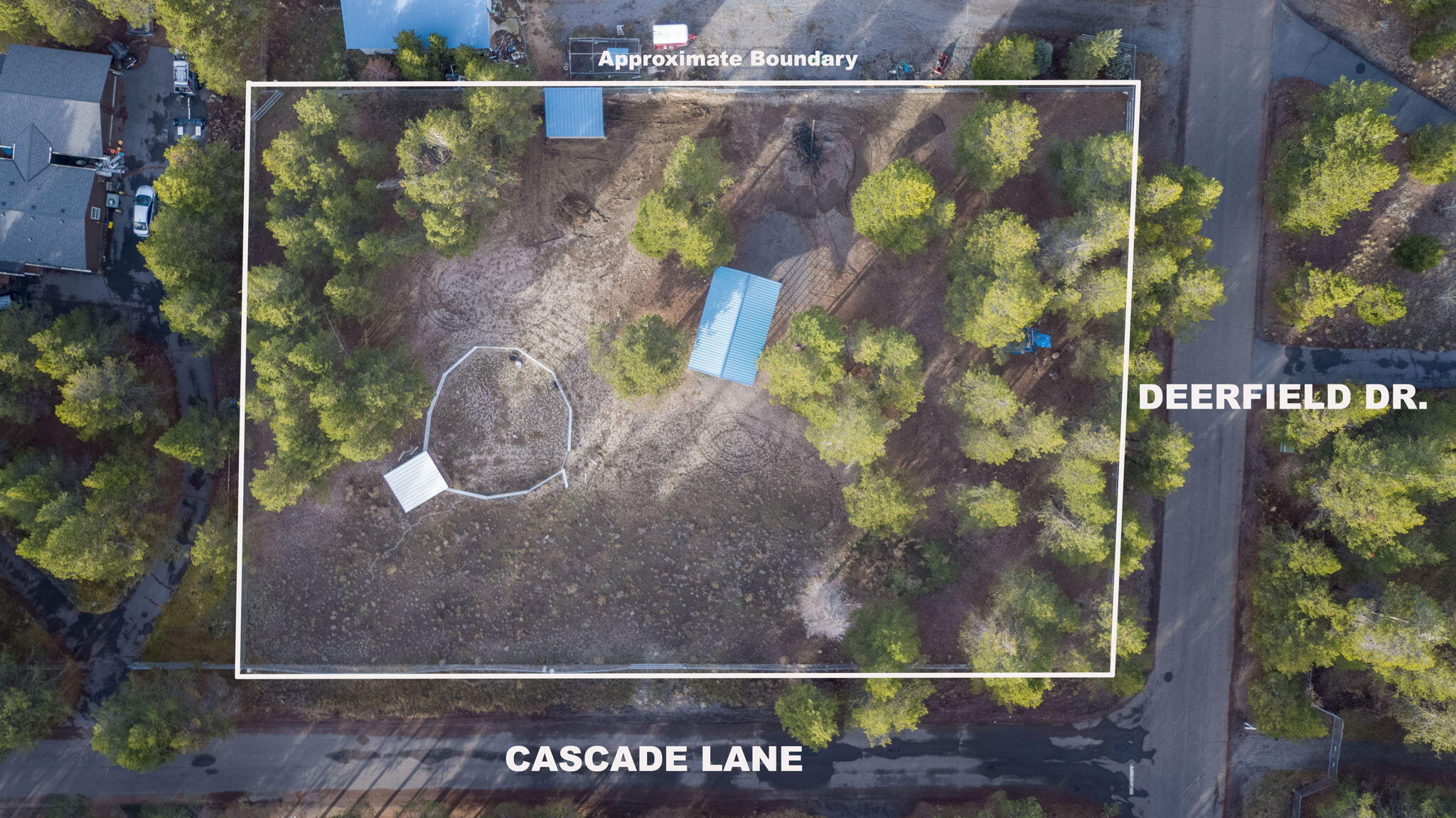 Build Big Dreams on this fully fenced corner lot with electricity connected, a developed private well with 2 frost free spigots,, standard septic system used for the RV, a horse roundpen, shelter, hay cover and carport and fiber optic internet available! Thoughtfully cleared of trees and brush, it still maintains enough trees for shade and privacy. The level terrain gives great options for your new home, ranch setup, or weekend retreat. With easy access and essential improvements already in place, this versatile property is ready for your vision. Also, there is no HOA!