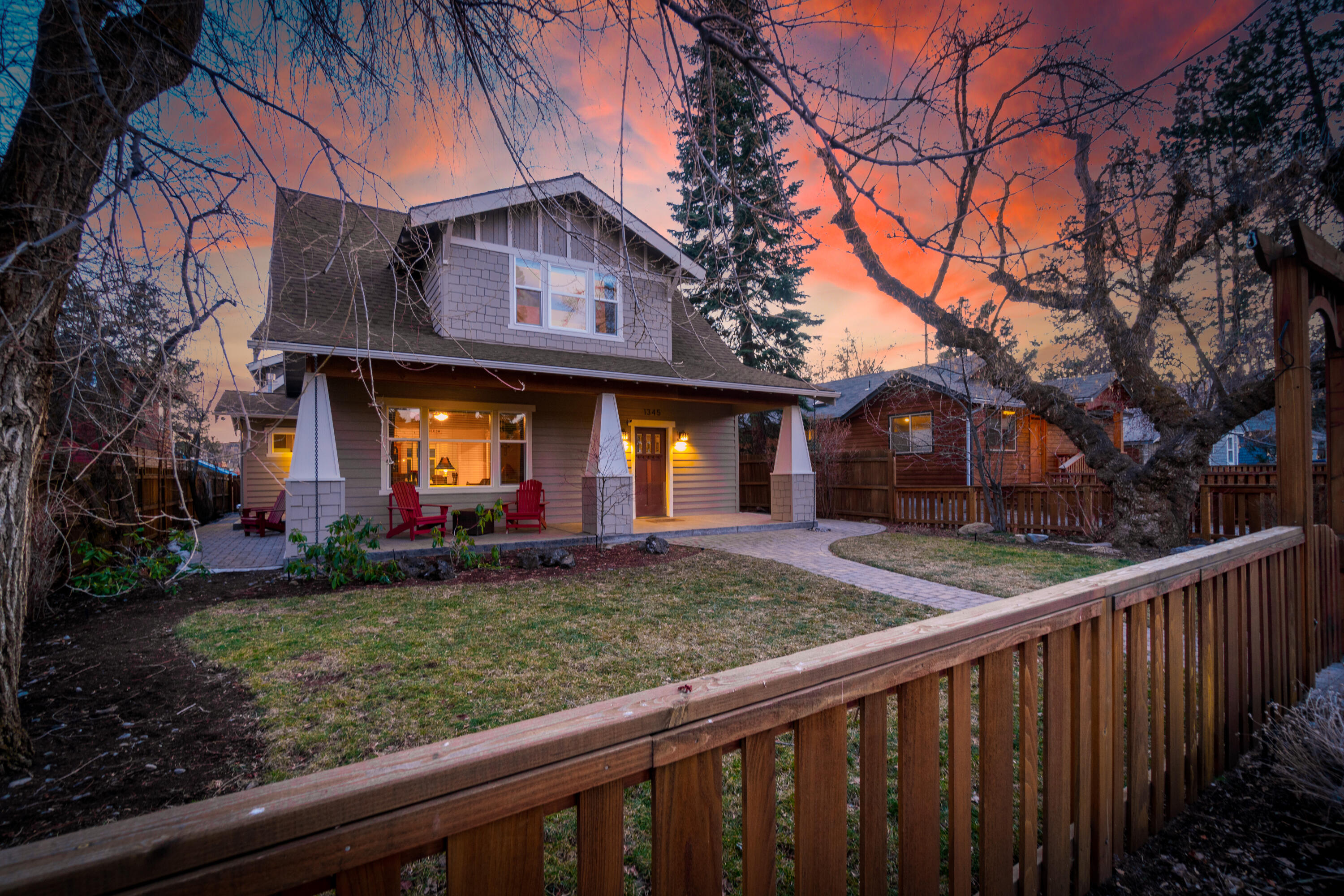 Incredible westside, high walkability location PLUS  detached ADU with vacation rental permit!  A rare find in Highland Addition on a green belt street walking distance to everything; eateries, parks, river and shops. This is the ultimate in Bend living. Beautifully designed by Christian Gladu with an attention to detail and finishes. Main home is 1961 sq ft with 3 bedrooms, office, fireplace, hardwoods, spacious kitchen and vaulted ceilings in primary bedroom suite. The ADU is 442 sq ft & built in 2015 with own entrance + parking spot.Rental history is attached. Fully fenced and landscaped with a gorgeous tongue and groove covered front porch. Covered walkway from laundry to heated & insulated garage. Entertaining patio, sprinkler system, AC and more. Owner has had a pre-inspection done, home in immaculate condition. Google Cumberland Bungalette to see reviews! Please see attached:features list, property history, video tour, 2 different 3D walk thrus.
UPDATE:Offer deadline 2/3 by 5pm!