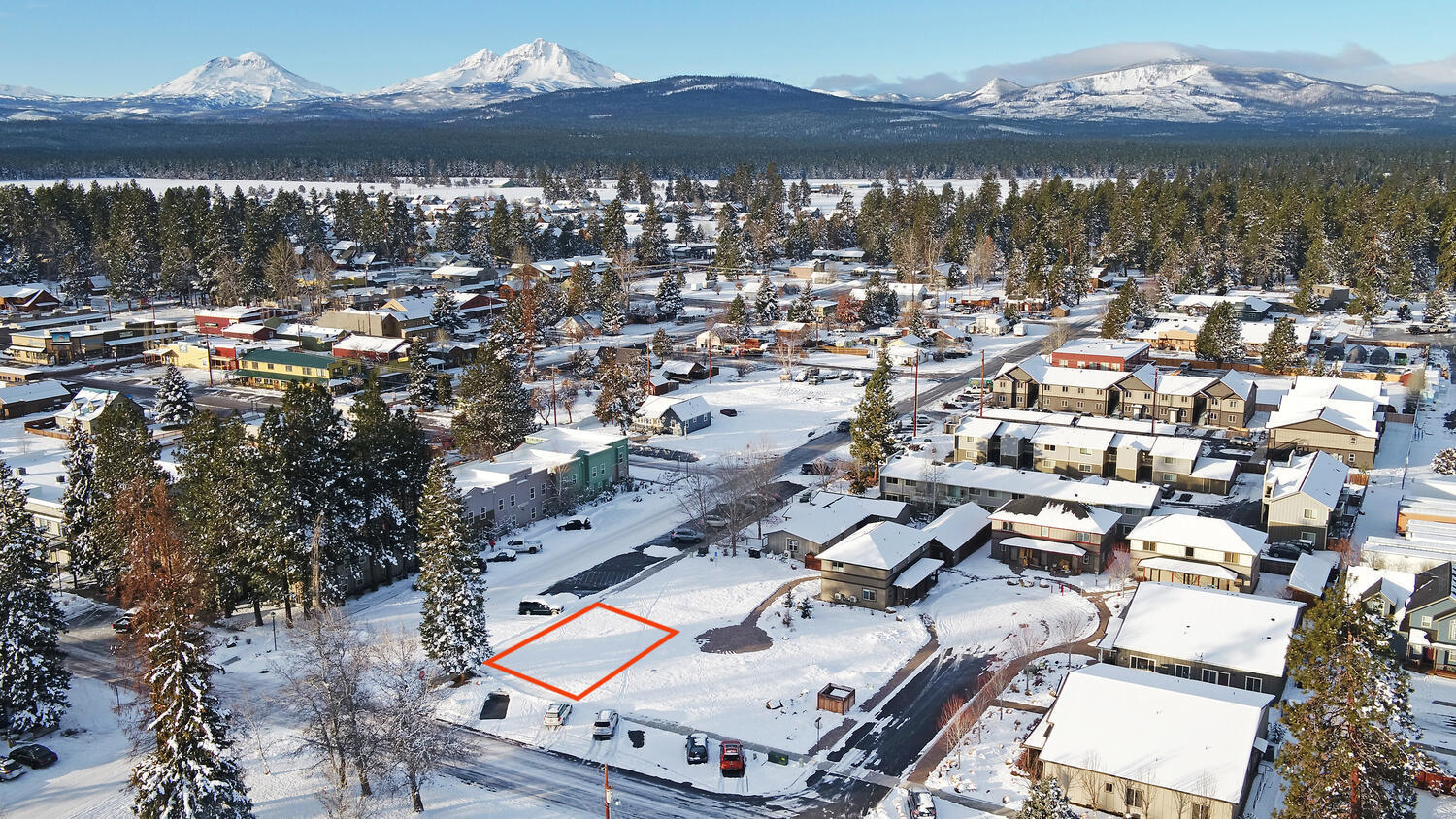 0.08 Acres in a Cottage development in Sisters, Oregon. This property has been designed to accommodate 3 long-term, 1 bedroom rental apartments (or studios) and 1,490 SF on the main level along with a courtyard and common area. Zoning allows for a multitude of different uses including short-term vacation rentals and live/work options. Each apartment has 1 storage unit (3 units transfer with this property). Apartments have recently rented for $1,425 per unit. Across the street from the Village Laundromat. Studios could also have their own stacking washer/dryer. City water is already on the property. On-street parking. CC&Rs have 10 owners. This land has a residential credit with the City of Sisters. Downtown Commercial Zoning with Chapter 4.6 – Cottage Development Code. Inquire for details.  Plans available to purchase from the architect. 2 blocks from Sisters Restaurants and shopping. Less than ½ mile to post office, bus stops, parks Sisters Elementary, & so much more!