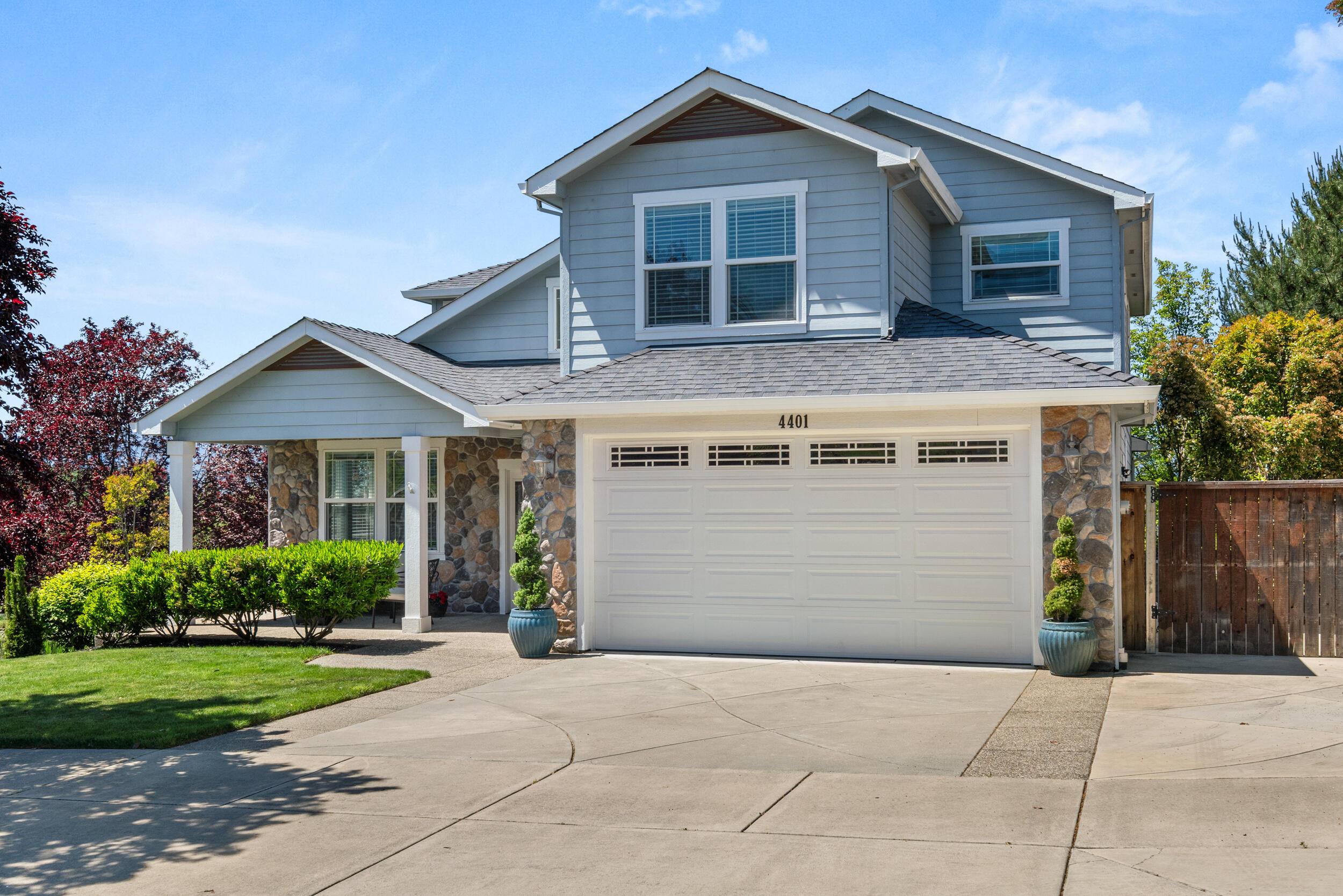 **PRICE REDUCED** Welcome to 4401 Park Ridge Dr, a spacious two-story, 4-bed, 2.5-bath, 2,812 sq ft family home in the heart of Vista Pointe, East Medford's sought-after neighborhood, priced at $624,900. Built in 2005, this corner-lot home offers a practical layout with vaulted ceilings, hardwood floors, and granite countertops. The open living and family rooms, plus a cozy breakfast nook and kitchen with all major appliances, make it ideal for everyday living. The large primary bedroom upstairs features great valley views, a sitting area, walk-in shower, tub, and closet. Three additional bedrooms provide plenty of space for kids or guests. Outside, gated RV parking with power and water suits your outdoor needs. Across from Oregon Hills Park with splash pad, trails, and playgrounds, and served by top schools (Hoover, Hedrick, NMHS), this home with nearly new carpets (2 years old) is a pet free home, a recent full inspection, is move-in ready.