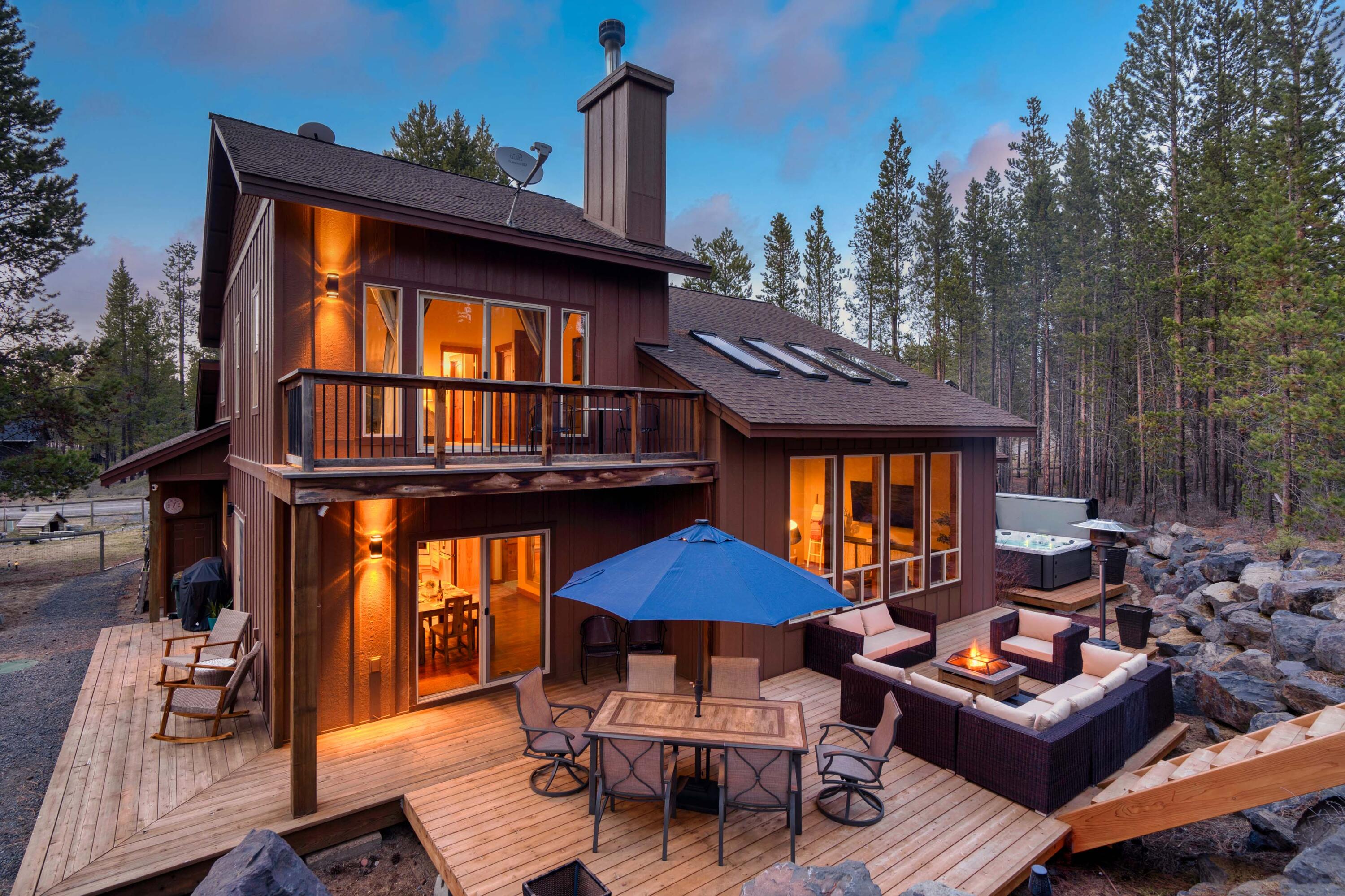 Ranked as the 4th highest-grossing 4-bedroom home in Sunriver, this turnkey, move-in-ready property has generated over $430 K in gross bookings since 2022 (including $80 K already secured for 2025). Designed for up to 10 guests, the home features vaulted ceilings, a gourmet kitchen with high-end appliances, and a dual-sided fireplace serving both the living and dining areas. The spacious layout includes two luxurious primary suites - one on each level - and a versatile loft area for extra flex space.
Outside, an expansive deck features s an 8-person hot tub and a BBQ area perfect for gatherings. Located just a 3-minute walk from the Deschutes River - famous for Oregon's top river-floating experiences - this fully furnished property also offers Starlink WiFi, no HOA fees, and complimentary property management through 2025 (with an optional 20% fee thereafter). This turnkey investment - sold fully furnished and ready to rent immediately - offers a hands-off opportunity for new owners.