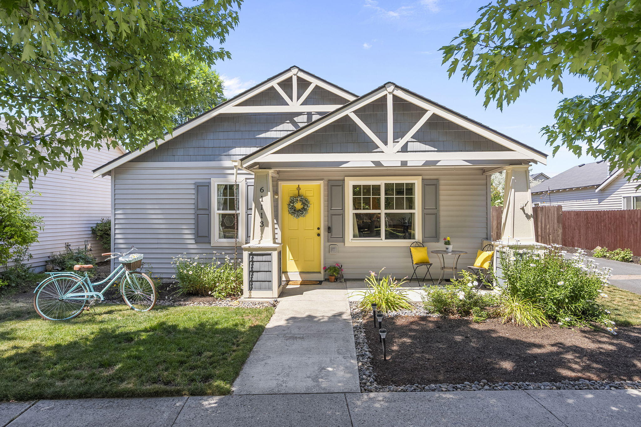 Your next great adventure starts right on this street, where lifestyle, comfort, and value all meet! In SE Bend where the pine trees sway, there's a bungalow waiting-could this be your day? It's cozy, it's sweet, and all on one floor, with thoughtful design and surprises galore! 3 bed, 2 baths, vaulted ceilings so high, they open the space like the wide-open sky. LVT floors are stylish and tough, for 
shoes, paws or spills-they're ready for stuff! AC keeps things cool when the sun shines bright, and the gas fireplace warms every cold night. The roof is newer, the garage complete, with a driveway so long- it's a storage retreat. The patio is a haven for sunsets, laughs or a song- a magical space 
where evenings feel long. First home? Downsizing? Investing with care? Near parks and good schools-yes, this one is rare. So don't let it slip, don't wait or delay-make an appointment to see it today!