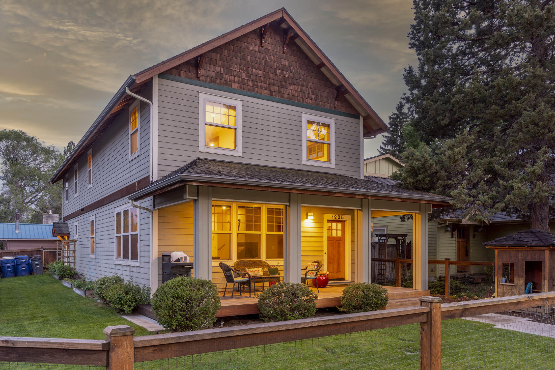 This is the home of which Bend dreams are made—full of character and beautifully presented on a picturesque corner lot, just four blocks from breakfast at Chow, beverages at Boss Rambler, and a languid float on the river in between. Here, modern styling and an open floor plan merge perfectly with natural wood, tile, and stone for a timeless aesthetic. The kitchen is outfitted with luxury appliances, a large island and peninsula for gathering, and robust pantry space. Upstairs, enjoy three bedrooms including a spacious owner's bedroom and newly remodeled primary bath warmed by heated floors and anchored by a giant soaking tub. With a fenced yard, sweet garden, and quaint heated shed that works well as an office, yoga space, artists' studio, or ''zen den, '' this special place has something for everyone.