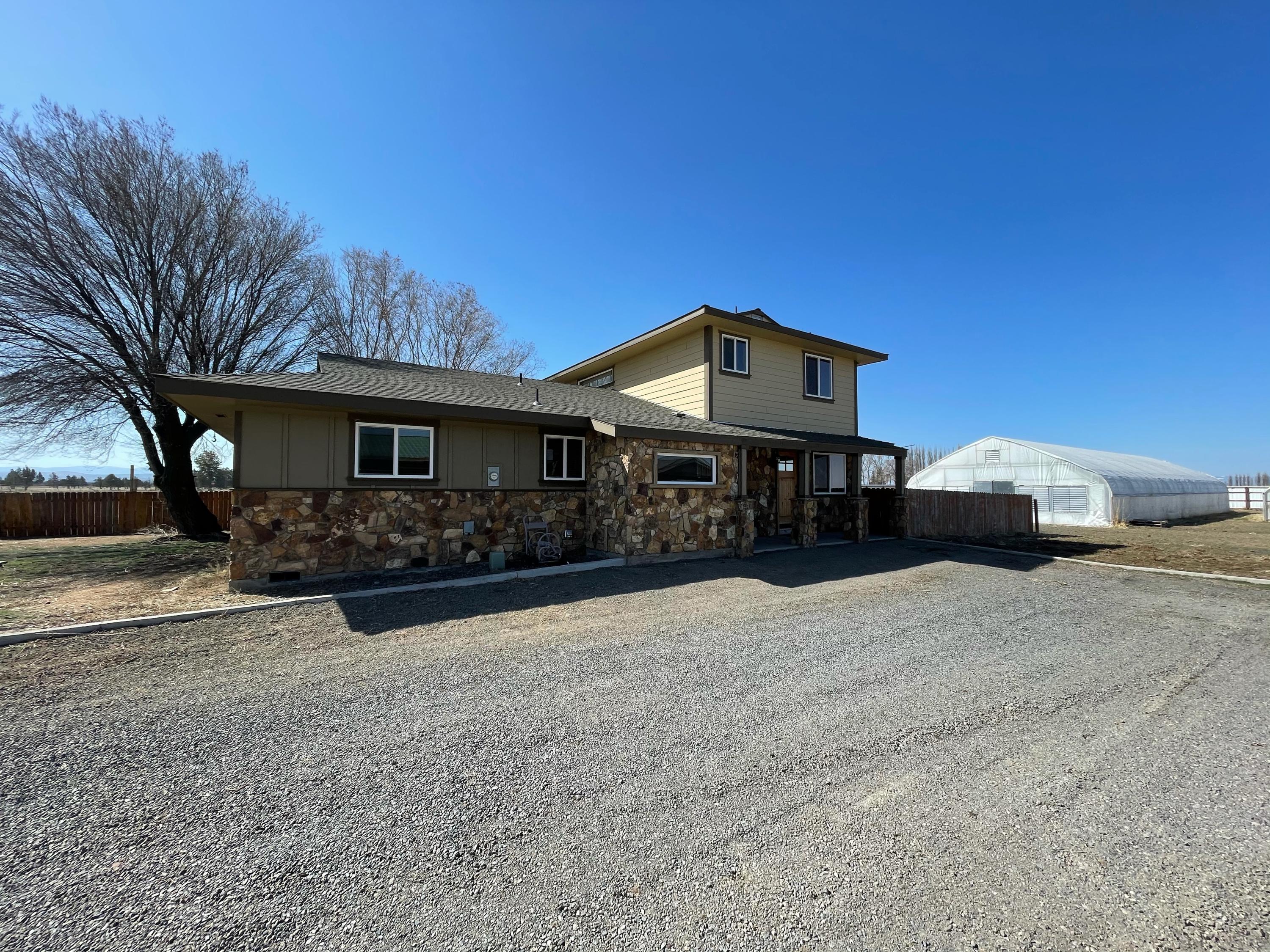 Wake up to a gorgeous view of the mountains from this beautifully remodeled farmhouse in Alfalfa. Set on 67.9 acres with 35.6 acres of COI irrigation. A
wonderful location just east of Bend and perfectly set up for a farm operation. 3 greenhouses with an irrigation system, a 73'x200' clear-span building,
insulated 4502 SF insulated shop/storage w/ 12' OH door, 1344 SF office/bunkhouse. Excellent soils and water allow many agricultural uses. Bend has the
highest number of sunny days in the state. Sale to include Map & Tax Lot #1714240001701, 1714240001000, & 1714240001100. Come enjoy all that Central Oregon has to offer.