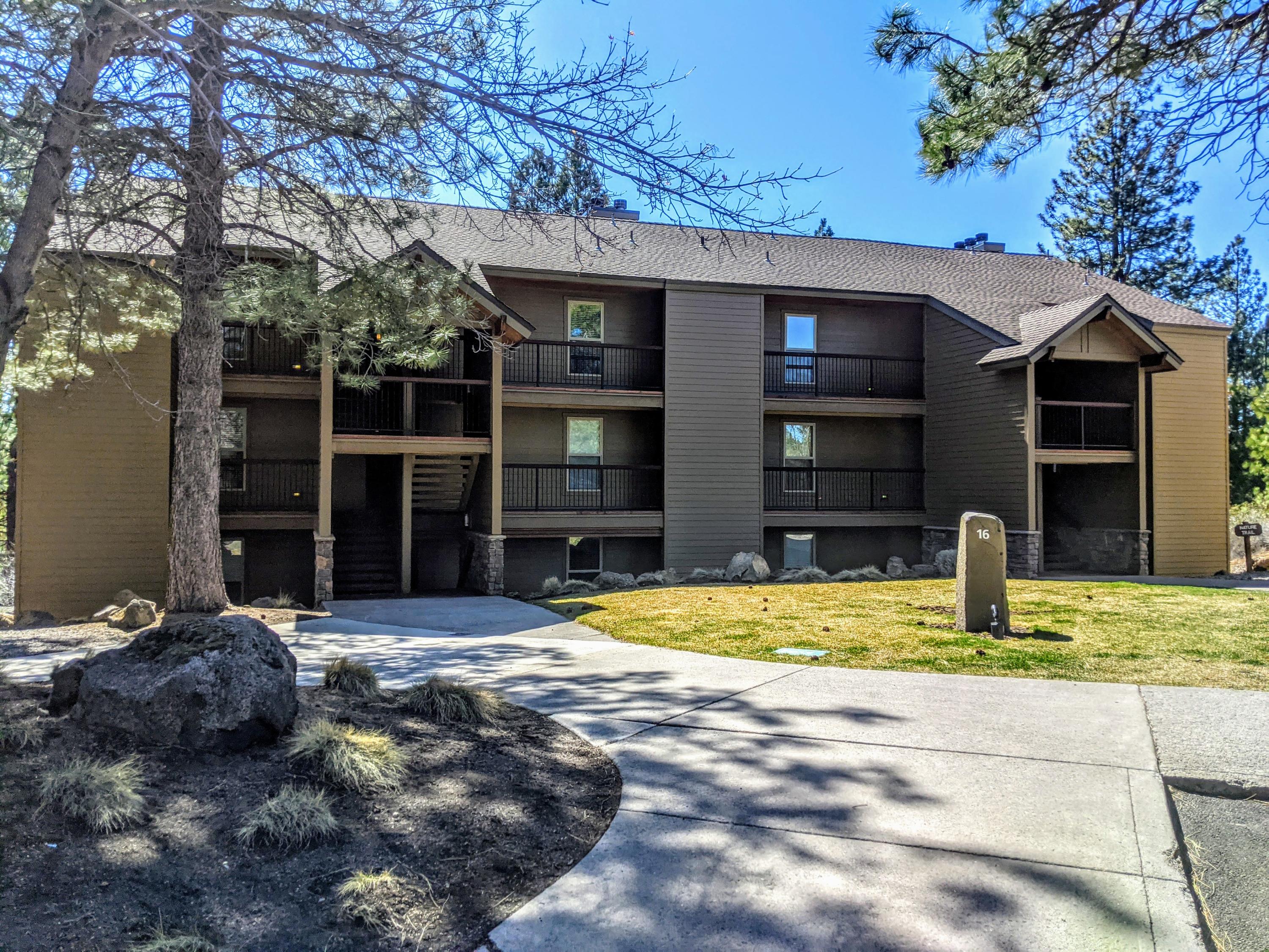 Not a timeshare, you are the owner of a deeded 1/6 interest 8 weeks per year ! Uniquely positioned bldg 16 quiet end unit allows for superior am/pm sunlight to your private deck. Stress relieving sweeping views of the Deschutes Forest. Nature Trail entrance located at bldg 16. Fully furnished and stocked condominium. Storage closet off private balcony. Calendar C wks 2021: upcoming weeks are July 30, Sept 10, Oct 22, Dec 17, 2022: Jan 28, Mar 11, Apr 22.  All utilities, taxes, insurances, maintenance, systematic updates, included in your monthly HOA. RV parking. Have your family, friends, clients use the weeks you know you won't be using or travel more using worldwide  exchange www.fractionalexchange.com! Wifi for work/play getaways. Cozy fireplace uses pressed logs. A/C. Amenities galore at the this resort and it is the closest lodging to Mt Bachelor Ski Resort. 10 min to Downtown Bend. Come find out why this much loved resort has families returning for generatio