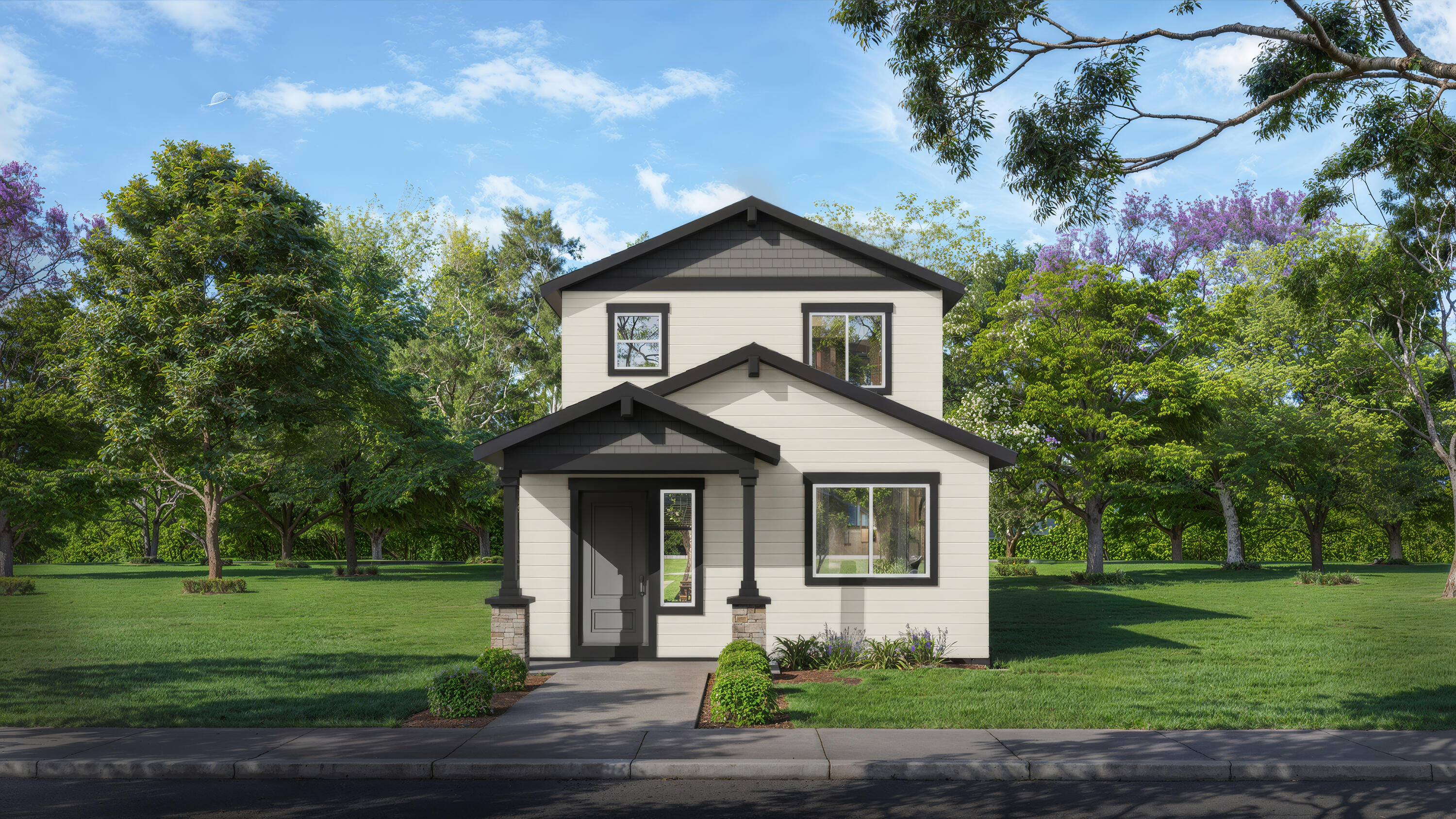 Welcome to the Manzanita—a thoughtfully designed 3-bedroom, 2.5-bath home in Feather Ridge. This duet-style home lives like a detached home, with the only shared wall located between the external storage areas, offering the feel of single-family living. Inside, you'll find an open-concept great room, quartz countertops throughout, stainless steel appliances, luxury wood laminate flooring, and a spacious primary suite with a walk-in closet and private bath. Enjoy everything Redmond has to offer, including nearby parks, future recreational amenities like the upcoming Redmond Recreation Center, and scenic mountain views throughout the area. With a covered front porch, ductless heating and cooling, and a 2-car garage, the Manzanita brings together comfort, style, and functionality.