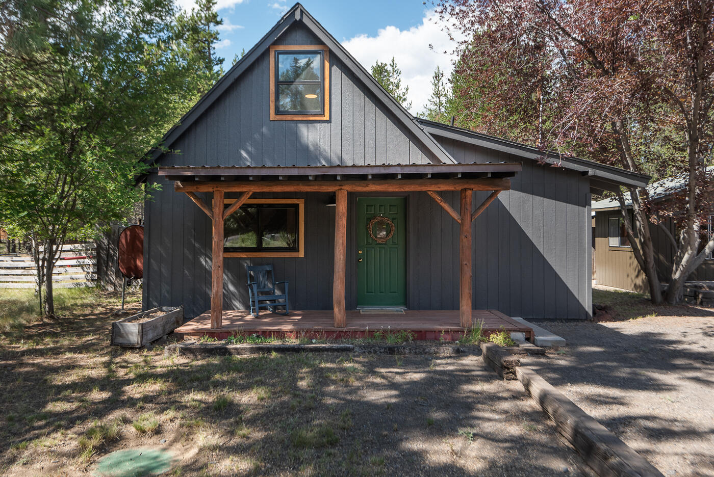 This charming 1 bedroom cabin has been thoughtfully remodeled and sits on a 0.34-acre lot with a fenced backyard and mature landscaping. Updates include new carpet, oven/range, windows, water heater, kitchen electrical with recessed lighting, outlets, switches, a new well, and a new pump. Cadet heating throughout. The home has one bedroom upstairs and a full bathroom on the main level. There's also a detached single-story shop/studio with a bathroom (built prior to permitting). Located near Deschutes National Forest, Newberry Caldera, Cascade Lakes, and La Pine State Park.