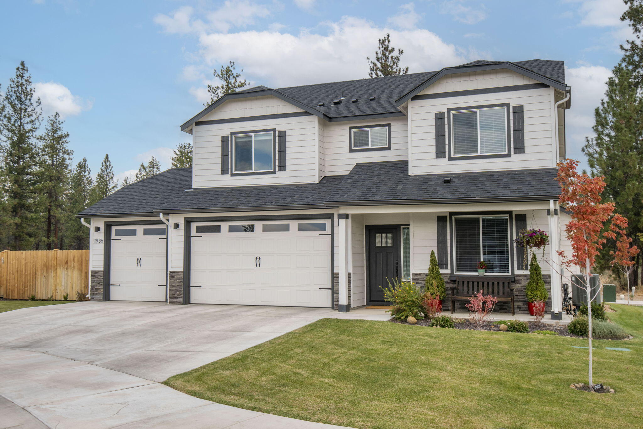 Beautiful home located on large corner lot of a Cul-De-Sac with great Cascade Mountains view. Home also backs up to wooded area. This home is in excellent conditions with plenty of upgrades. Kitchen has granite countertops and is open to eating area and great room. Downstairs 5th bedroom could be Den/Office. Large back patio boasts pergola and BBQ area with built-in counter space. Hot tub is enclosed in Trex decking platform with sitting area and steps. Perfect for entertaining. Third car garage provides ample storage space for your extra toys. Currently offers wine cellar built in the back of the third car space.