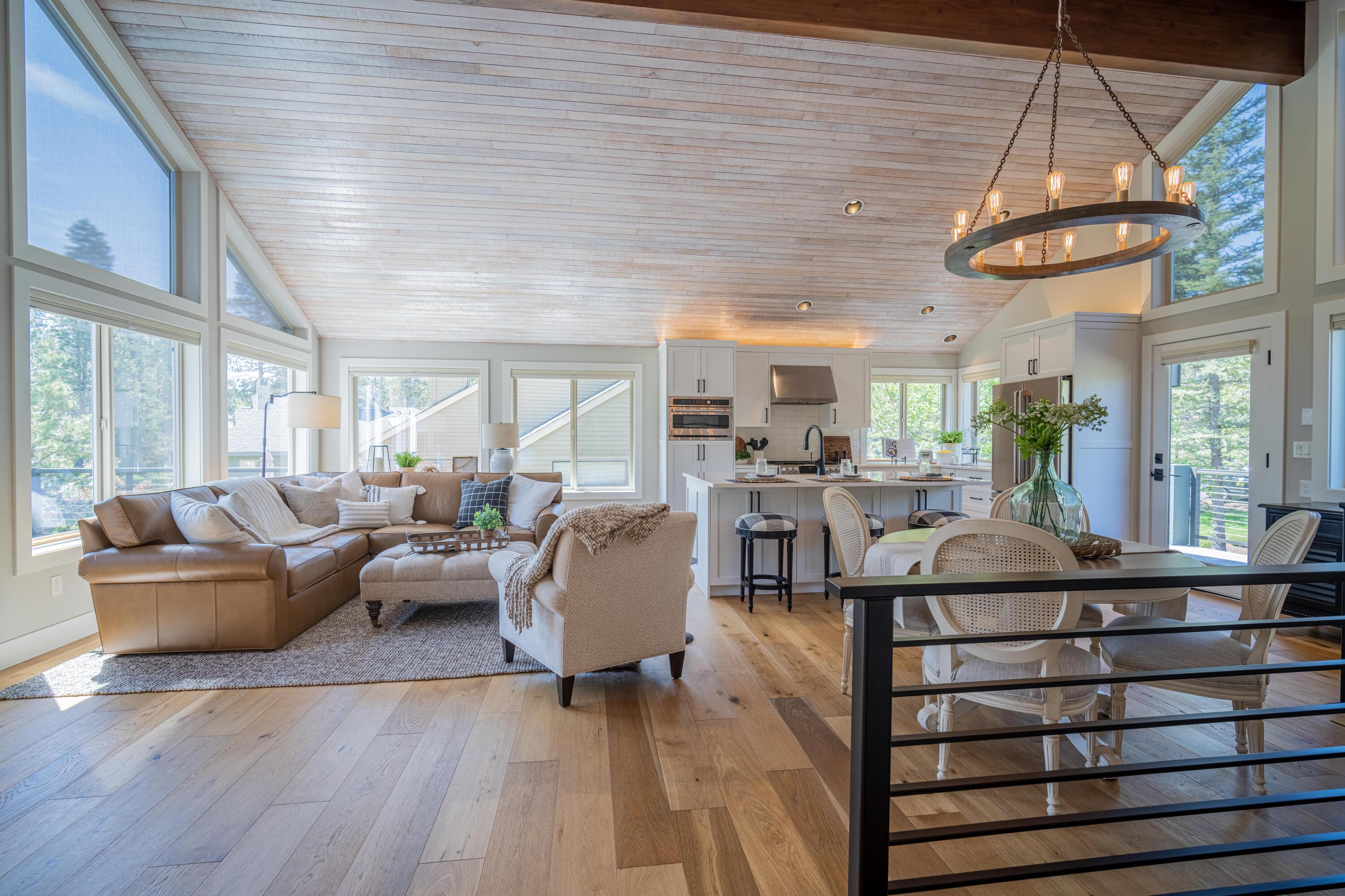 Impeccably updated & maintained home on the 11th fairway of The Woodlands Golf Course. The Modern Farmhouse interior design gives the home a light, open, & airy feel. Morning sun welcomes you to the rear deck overlooking the GC. In the afternoons, that deck is shaded and perfect for reflecting on the day's events. Every detail of this home has been thought out. Sunscreens and blinds on
the west side of the home, enclosed outside storage for canoes or kayaks, bikes, or patio furniture. A top-to-bottom remodel was recently completed, including a newly paved driveway and walks. The reverse living floor plan allows for lots of privacy and takes advantage of the views. The open Great Room design
with entertainers kitchen is perfect for making memories that will last a lifetime. An outstanding location with local traffic only, yet still provides easy access to Cottonwood Rd & Bend. For over 50
years Sunriver has been a premiere destination resort.