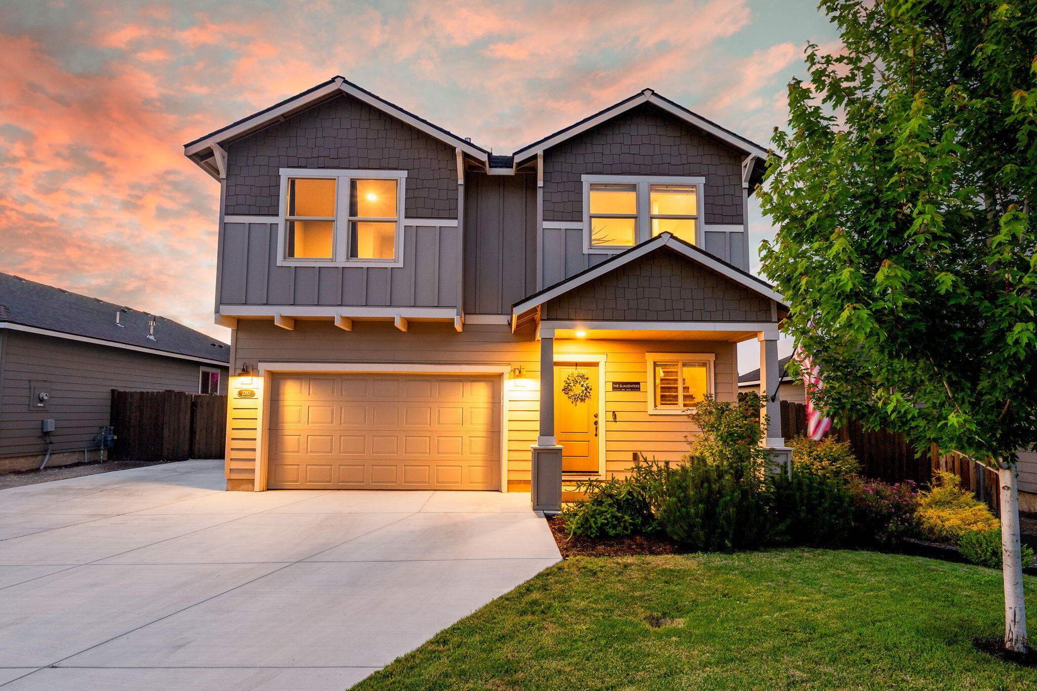 This nearly-new, two-story home offers the perfect mix of modern style and convenience. Mirage is located in the heart of Redmond with easy access to the Dry Canyon.

The home itself offers modern finishes and a functional design. Downstairs you will find the kitchen, dining, and living rooms with a gas fireplace. The kitchen features quartz countertops, a large pantry, and stainless steel appliances. Upstairs, 3 bedrooms, 2 full bathrooms and a loft that can be used as a secondary gathering space.

The homesite has one of the largest lots in the neighborhood, with a sprawling lawn, covered patio and built-in gas firepit. The driveway offers extra parking and a gate to the side yard for additional vehicles or toys.