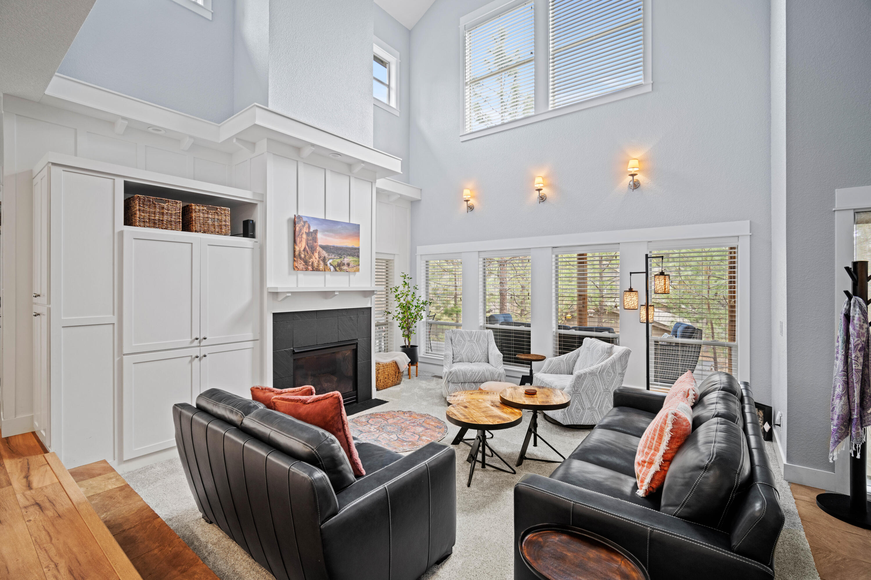 This fully furnished home is located at the end of a tranquil court, offering easy access to all Bend has to offer! Just minutes from Mt. Bachelor, High Lakes, National Forest, Old Mill's dining/shopping & downtown. A community trail leads to the Deschutes River in minutes! Enjoy outdoor dining on the wrap-around porch. Inside, the great room features soaring ceilings, built-ins, gas fireplace, kitchen with island & abundant windows. Updates include new flooring, carpet, tile in the primary bath, & interior paint. The main floor includes the great room, kitchen, dining area, a spacious primary suite with a walk-in closet & tiled bath, plus a ½ bath & laundry area. Upstairs, you'll find 2 guest suites. Residents enjoy a pool, hot tub, & clubhouse. Not currently rented, but with a STR permit in place, it offers versatility as a primary residence, investment or second home.