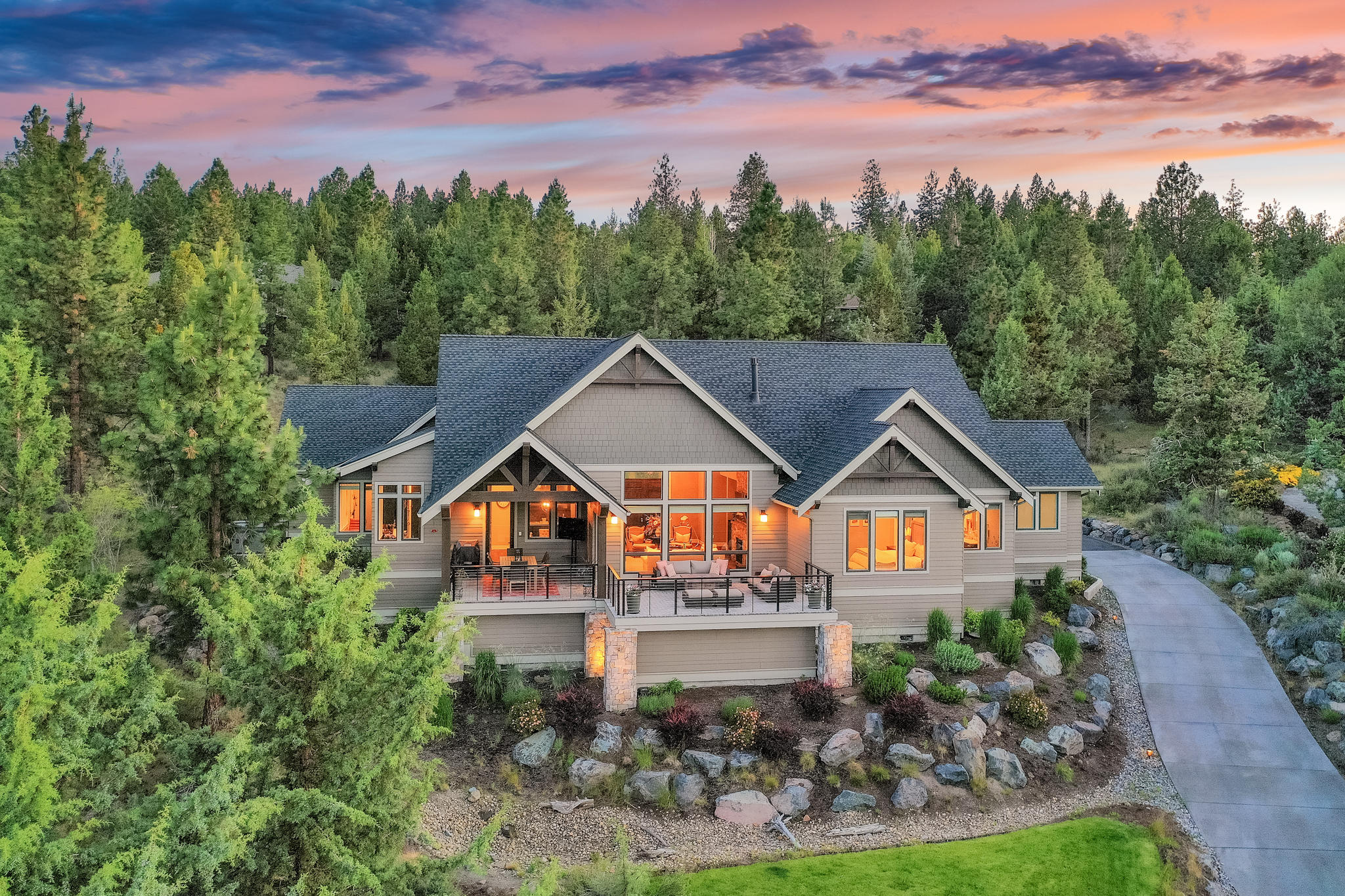 Stunning custom Awbrey Butte SINGLE-level home built by Structure Development NW with amazing views of Smith Rock located on over an acre! Large great room with gas fireplace and vaulted ceilings. Hardwood floors throughout. Gourmet kitchen with slab quartz counters, large island, stainless steel appliances and butler's pantry. Spacious master bedroom with coffered ceiling and fan. Master bath with tile floor, radiant heat, walk-in tile shower and soaking tub. Lovely office with expansive paver deck and hot tub. Large laundry room. Tandem three car garage with storage room. Huge deck with outdoor dining and living areas with panoramic views. Home is immaculate.