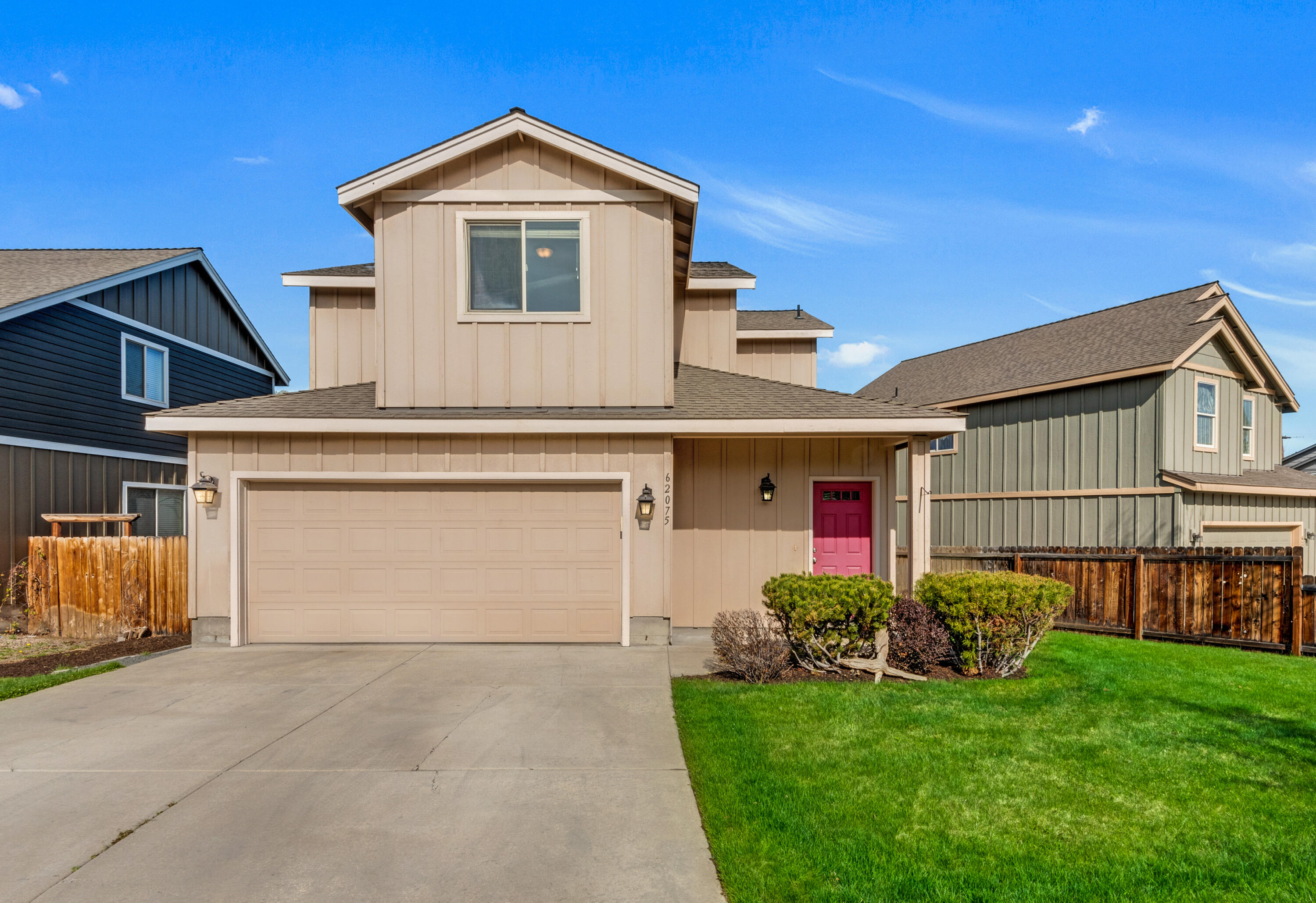 Lovely two-story home on Bend's Eastside, near the Forum shopping center and St Charles Medical Center. Entry foyer leads to the expansive living room, adjoining dining area, both served by an open kitchen that offers plentiful storage, kitchen island and granite counter tops. Upstairs, the spacious resident suite with en-suite bathroom featuring dual vanity, private water closet, shower and large walk-in closet. Two additional guest bedrooms, each with generous closets, share a private bathroom. Upstairs laundry/utility room affords additional convenience, coupled with an additional flex/bonus room (no closet) that could be used as a fourth bedroom. Central air-conditioning, attached two-car garage and a fully fenced, landscaped yard.
