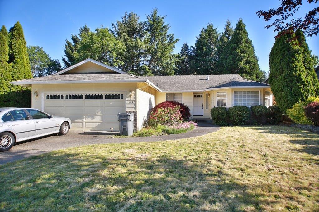 Move into this lovely Woodbrook Estates home in the northwest area of town close to both shopping and schools. Fall in love with this ranch style 3 bedroom 2 bath, 1587 square foot home. Welcoming front yard includes aggregated walk-way, mature landscaping and classic brick accents on front of home. Flowing floor plan with a formal living room with dining area as you enter, open kitchen concept that leads you into your family room. Kitchen has tile granite counter top with wood trim, breakfast nook and sliding glass door that leads out to the covered aggregated patio. Master bedroom has an en-suite bathroom with separate sink area along with a spacious walk in closet. Head out back to your tiered yard that is both private and treed; perfect for some rest and relaxation.