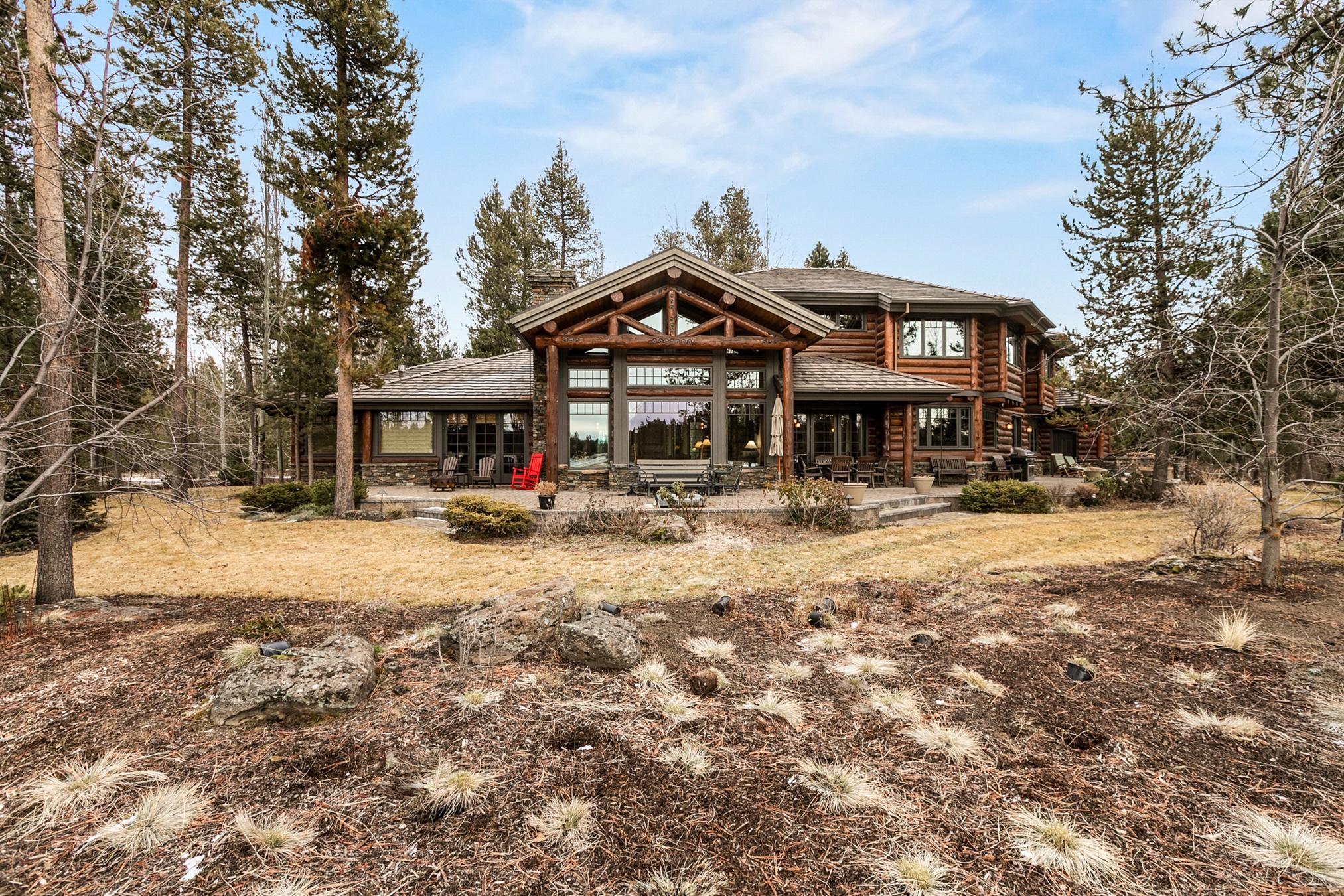 Rare opportunity to own a Sun Forest built and designed estate, the pinnacle of luxury with quality craftsmanship, built on private, .60-acre lot, backing the signature 12th hole of the celebrated and gated Crosswater Golf Club. Only 119 owners will call these amazing 600 acres home. NW lodge style log home features open floor plan with the stunning backdrop of unobstructed waterfront, and golf course views. Three fireplaces, master on main, 3 en suite guestrooms, gourmet kitchen with private den and fireplace, his and hers offices, den overlooking and open to the living space below, and the endless views from every room. The lake is stocked with fish, watch Osprey & Bald Eagles, and enjoy endless sunsets on the large paver patio. High-end furniture package included.