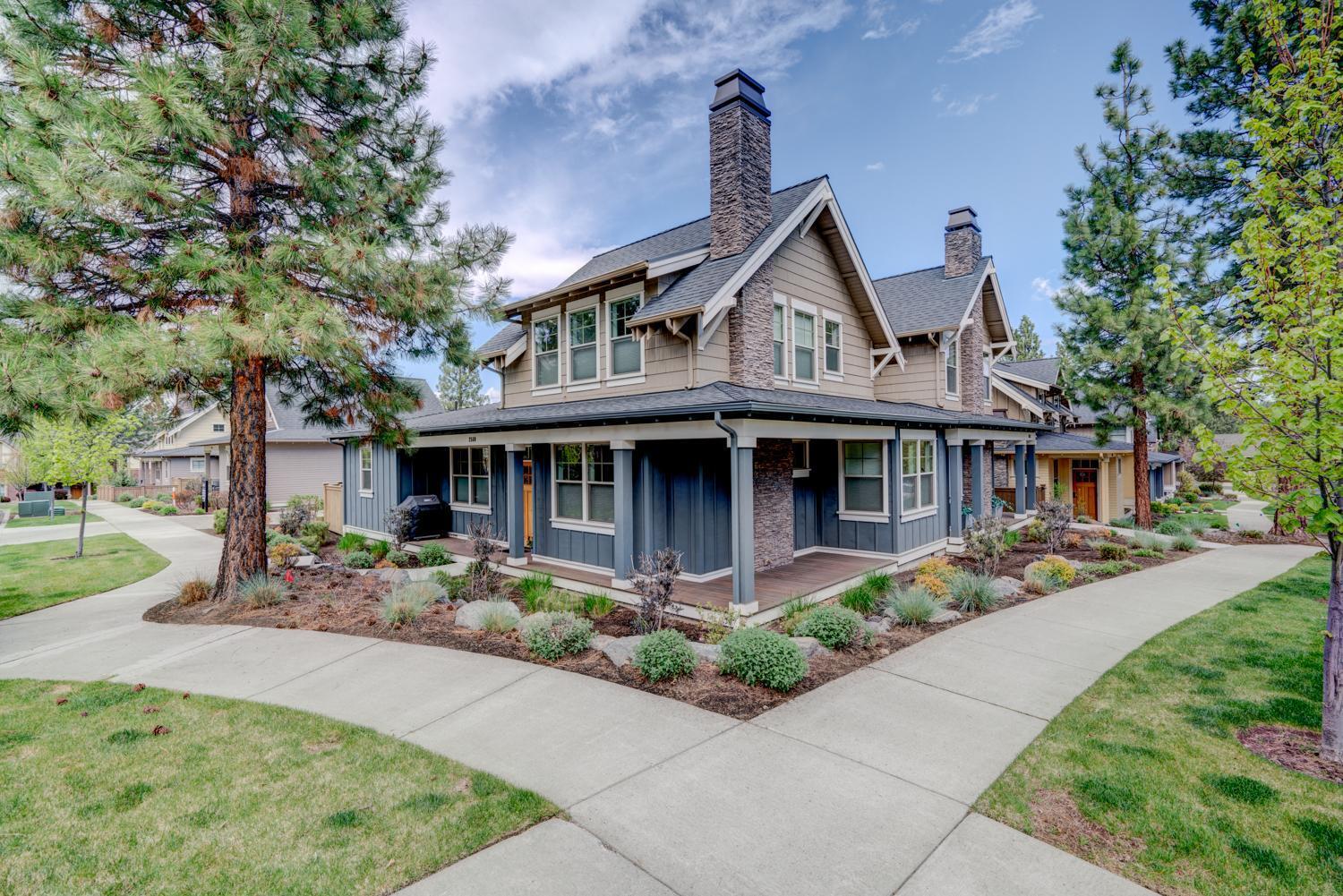 Peaceful is what describes this gorgeous Northwest Crossing condo at the Bungalows nestled among the pines. Perfectly situated on a corner lot offering an abundance of natural light throughout. Great room features a beautiful fireplace surrounded by built-ins and storage. Kitchen boasts quartz countertops, large eat-in island, under cabinet lighting, single bowl SS sink and Jenn-Air appliances. Main level primary suite complete with large walk in closet and more storage. Upstairs you'll find a large bedroom suite with well appointed bath and walk in closet. Just outside this suite you have a flex space for an office or exercise area. Enjoy access to all the amenities offered nearby including restaurants, shopping, downtown, the Old Mill, walking trails and parks!