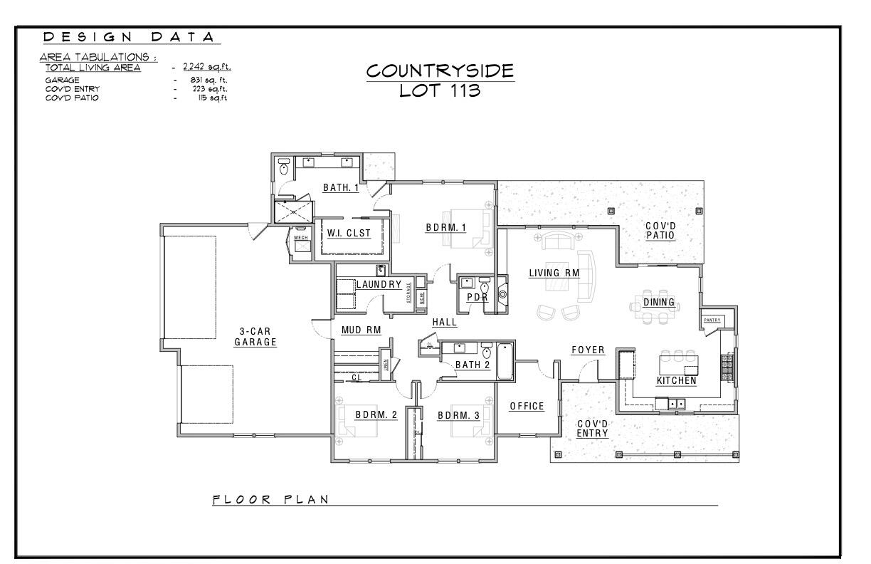 2242 sqft single level with 3 car garage