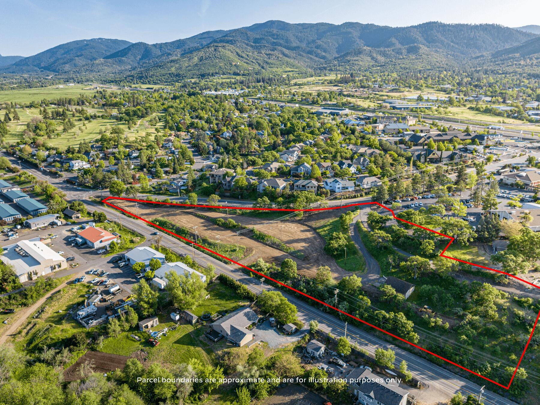 Exclusively presented for sale - 30 Knoll Crest Drive, a rare public offering of flexible development land in Ashland of size (the ''Site''). Spanning 3.90-acres with additional land available to the North, the Site provides the opportunity for an entrepreneurial developer to create their vision on a stunning parcel of land. While currently zoned C-1, the Site lends itself to a mixed-use or residential-focused use (buyer responsible to confirm uses with City). Directly adjacent to one of the top hotels in Southern Oregon, the Site has a commanding presence at the 'Main and Main' intersection of this pocket of Ashland. 
The slope of the property allows for unimpeded views towards the Cascade and Siskiyou mountains. Visibility and access is exceptional, with a combined 11k+ VPD and easy paved access from either Hwy 66 or East Main. Utilities are relatively close (on East Main), but not yet connected. An exceptional Site - contact brokers! Buyer responsible for all due diligence.