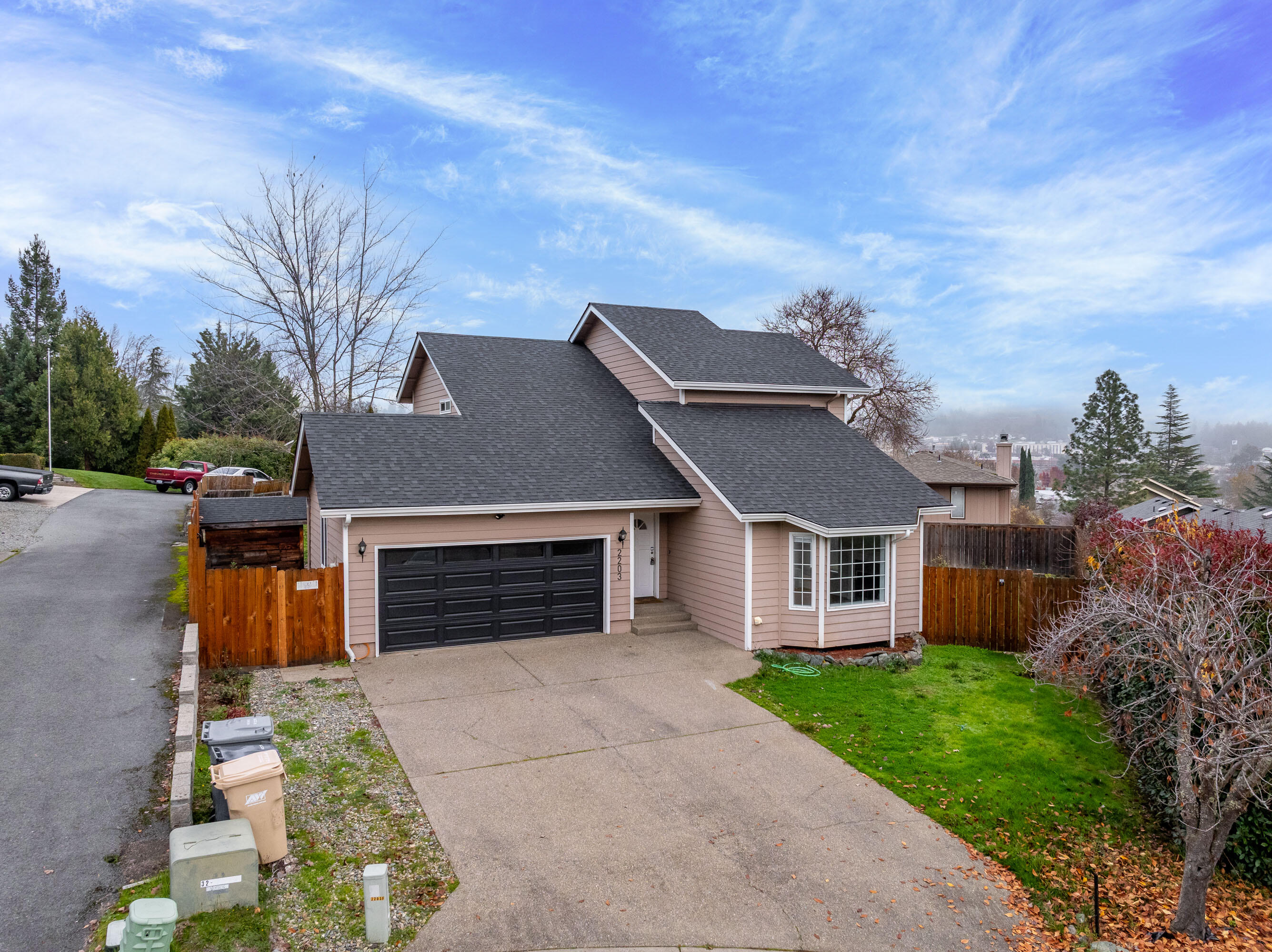 Located in the highly desired neighborhood in close proximity to schools, shopping and medical. This 3 bedroom 21/2 bath home is tucked away on an oversized lot in a quiet cul-de-sac. The 2034 sqft home offers 2 living areas, dining room, large kitchen, with an island, laundry room with half bath & pantry. Upstairs 2 spare bedrooms, hall bath & primary bedroom with en suite bath. Exterior features include newer roof, fencing, & a new garage door! Priced to sell!