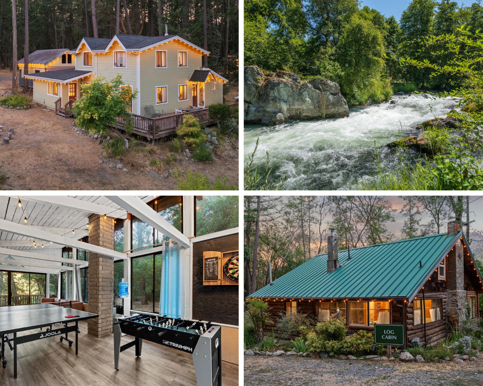 Rare RIVERFRONT SANCTUARY in Southern Oregon Wine Country - Turnkey bed & breakfast estate on 20 pristine acres with 420ft of Applegate River frontage. The APPLEGATE RIVER RETREAT comprises 3 fully furnished homes, sleeps 21+ guests, plus 2 RV sites, game room, gym/yoga studio, & sauna. Generate immediate income or enjoy multi-generational living. Located in Jacksonville's Applegate Valley, steps from award-winning wineries (Red Lily & Devitt next door), 15 minutes to renowned Britt Music Festival. Bed & breakfast zoning unlocks unlimited potential: continue thriving vacation rental business, host destination weddings, or create your family compound. Wake to the river's song, explore forest trails, swim in crystal waters. This is a lifestyle investment in one of Oregon's most coveted destinations. Jacksonville's National Historic Landmark status & booming wine tourism ensure strong appreciation & rental demand. Properties like this don't come available often. Your legacy awaits.