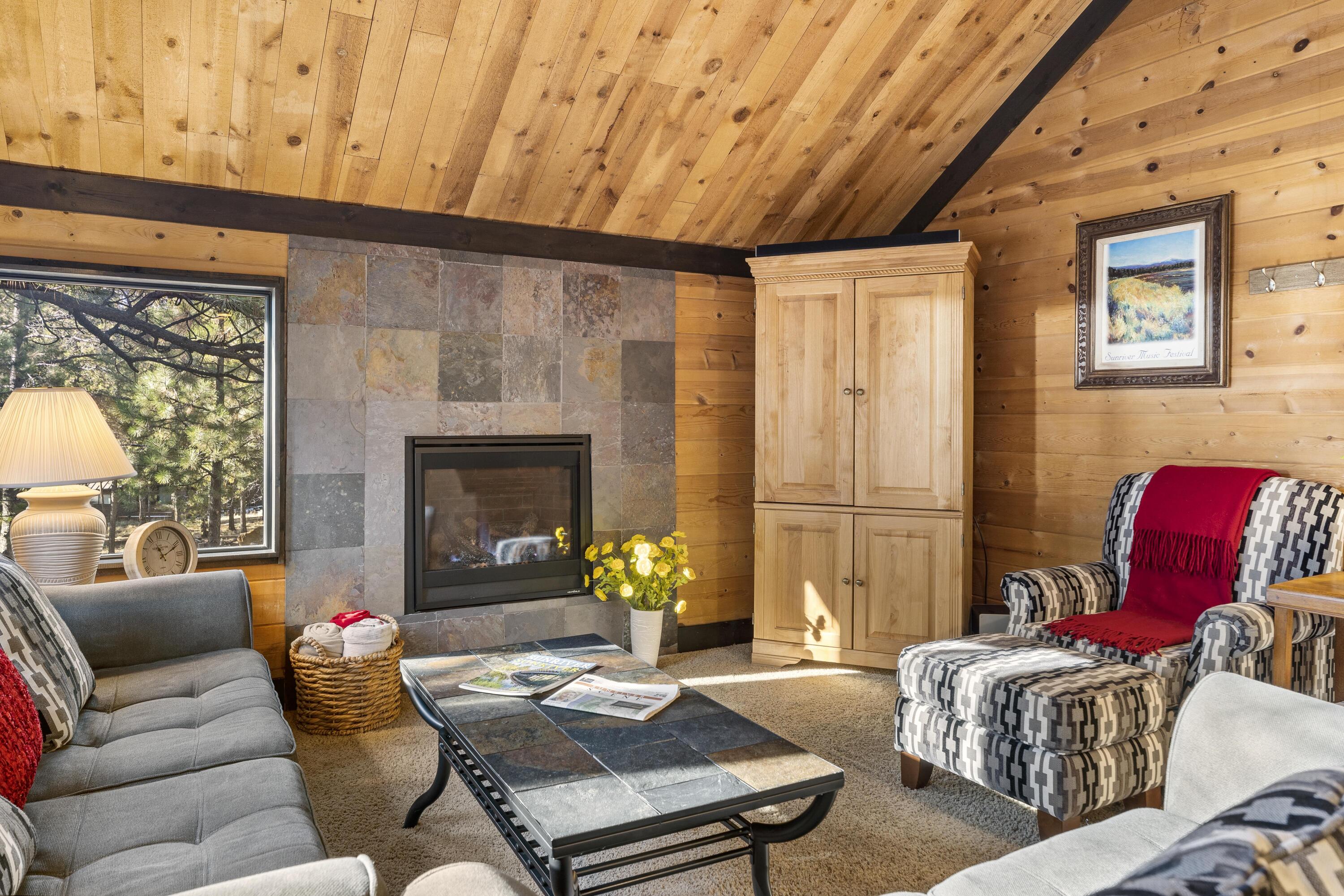Own a slice of Sunriver at a fraction of the cost! Enjoy 8 weeks/year (15.4% deeded share) in this classic Sunriver Pole House condo—the perfect way to experience resort living without the full-time commitment. $750/quarter or $3000 annually for ALL expenses! Ideally located near SHARC, Sunriver Village, the Nature Center, and Fort Rock Park. Cozy up around the central gas fireplace, relax in the private hot tub on the back deck, or enjoy the peaceful common space behind the home. The layout includes two main-level bedrooms with a shared bath, plus an upstairs bedroom, full bath, and loft—with a hidden bonus sleeping nook for extra guests. Sleeps 10 comfortably (up to 12). Owners get 2 weeks per quarter. A smart, affordable way to make Sunriver your getaway year after year. No pets allowed.