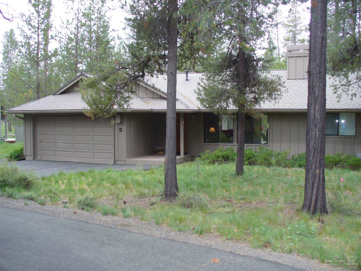 Number 3 Pine Needle Charming-- well maintained-- Sunriver single level home in an excellent Meadow Village location. Open Great Room floor plan, 3 Bedrooms, 2 Baths and Master separate from guest bedrooms short distance to the river. Lot is well treed and has a large common behind home with a large deck for relaxing and enjoying the native flora and fauna. Excellent starter home or vacation rental. Newer furnace, washer dryer, and refrigerator. Great location.