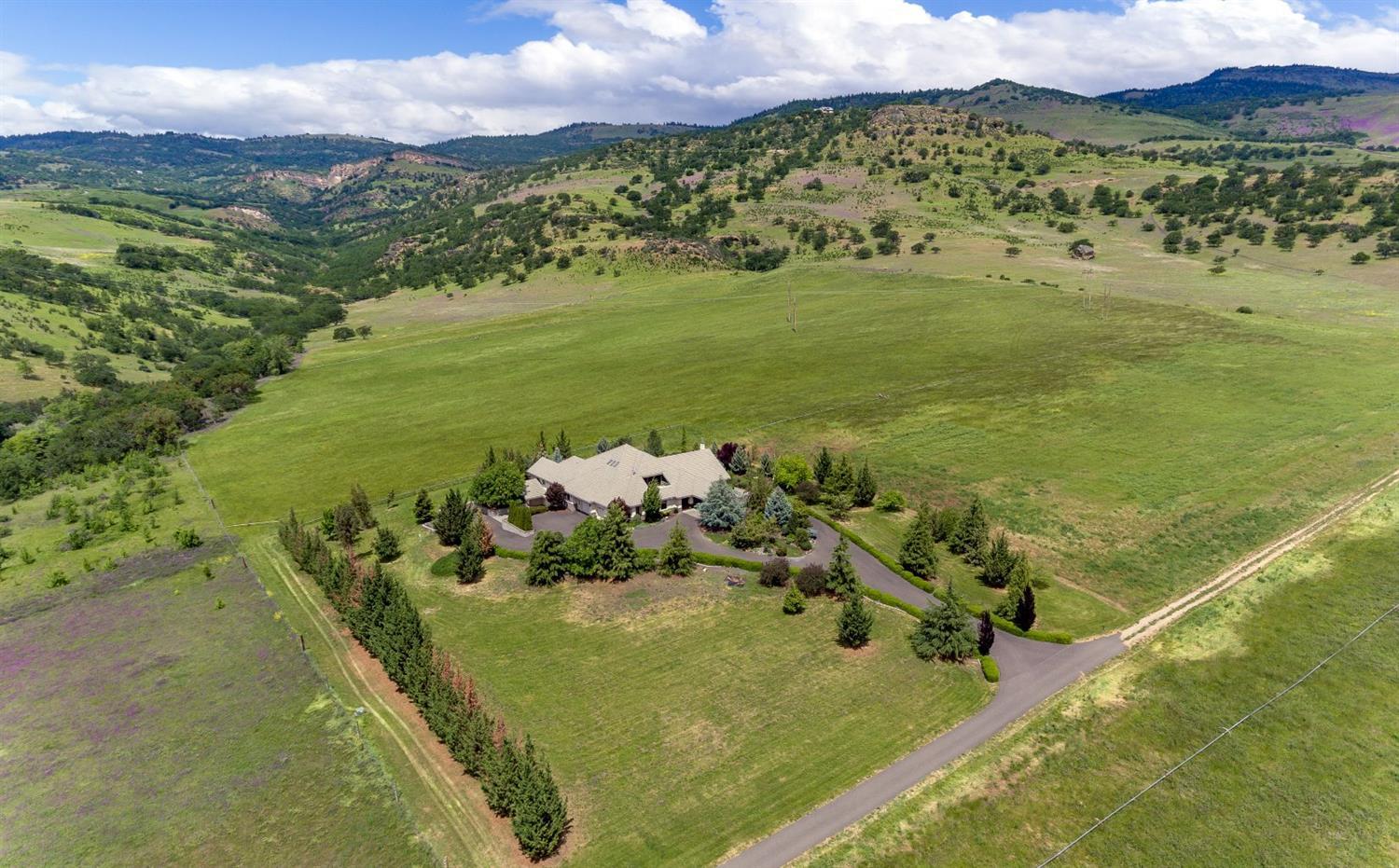 Country elegance, end of road privacy and majestic views, all just minutes from downtown Ashland and all the splendor Southern Oregon has to offer! Wineries, Shakespeare Festival, dining and entertainment, they're all just a short drive. Designed and crafted by the owner, no expense was spared with quality and attention to detail at every turn: soaring 19' ceiling in the living room, gourmet kitchen with top of the line appliances, luxurious master suite with private patio, office, exercise room, billiard room, library, media room, Lutron Lighting throughout the home, 4 car garage, shop, indoor pool and spa, abundant storage and much more. From city lights to pastures, bluffs and mountains, nearly every window offers a picturesque view. It's all situated on 20 EFU acres served by TID irrigation. The quality is superb and the amenities are vast, far too many to list here. Please inquire for a detailed information packet. Don't let this rare opportunity slip away, it may not come again!