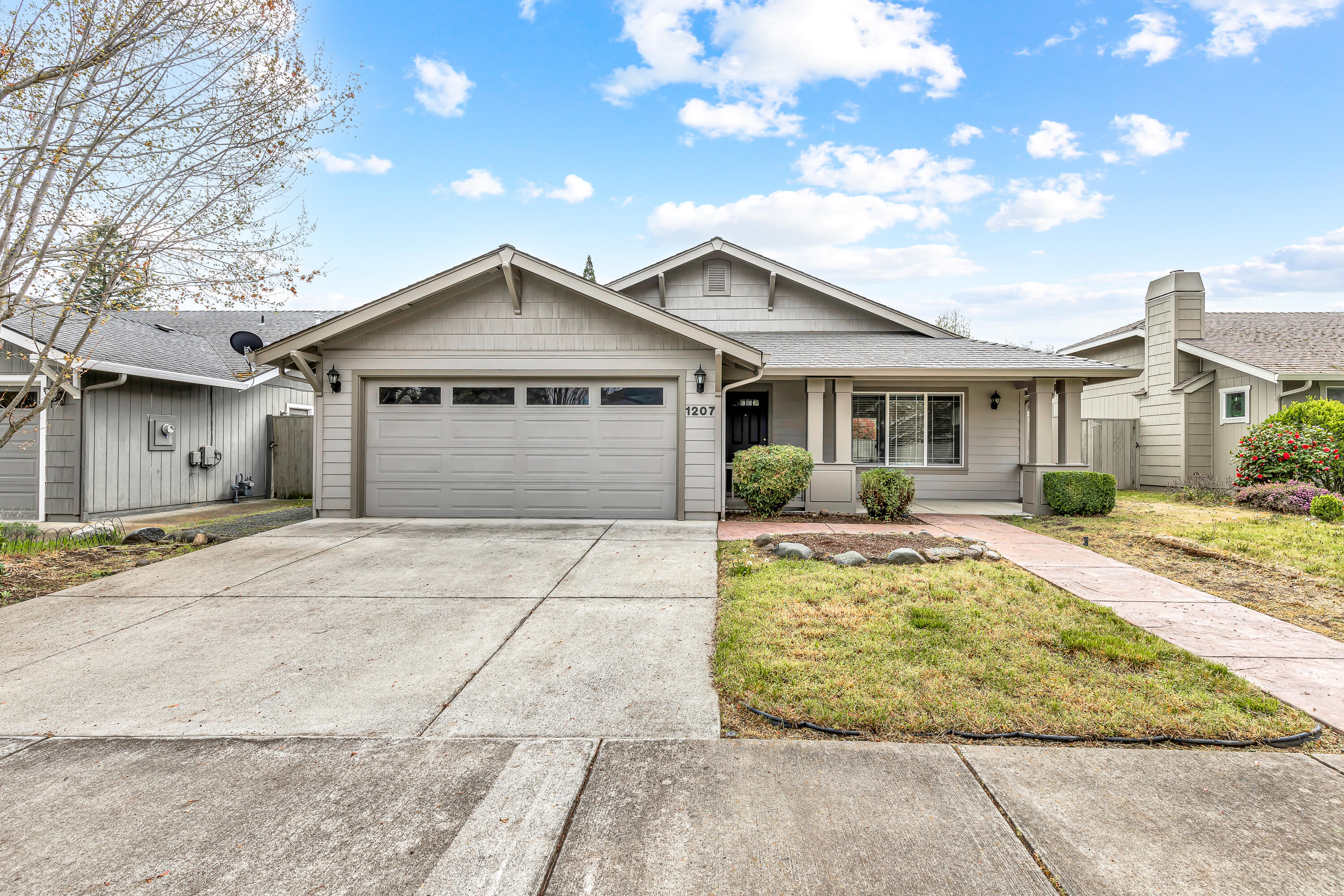 This Beautiful single level home is updated and move in ready!! The Vaulted Ceilings compliment this spacious 3 Bedroom 2 Bathroom layout with over 1,300 sqft. New Flooring, Trim and Fixtures thoughout the entire home along with a fresh coat of paint. Extensive Storage and Cabinet space in the Kitchen with Granite Countertops and brand new Sink. The Master Bedroom has a walk in closet and brand new easy access Step-In Shower. Fully fenced Backyard with flawless Stamped Concrete patio and walkways. Call to schedule your private tour today!
