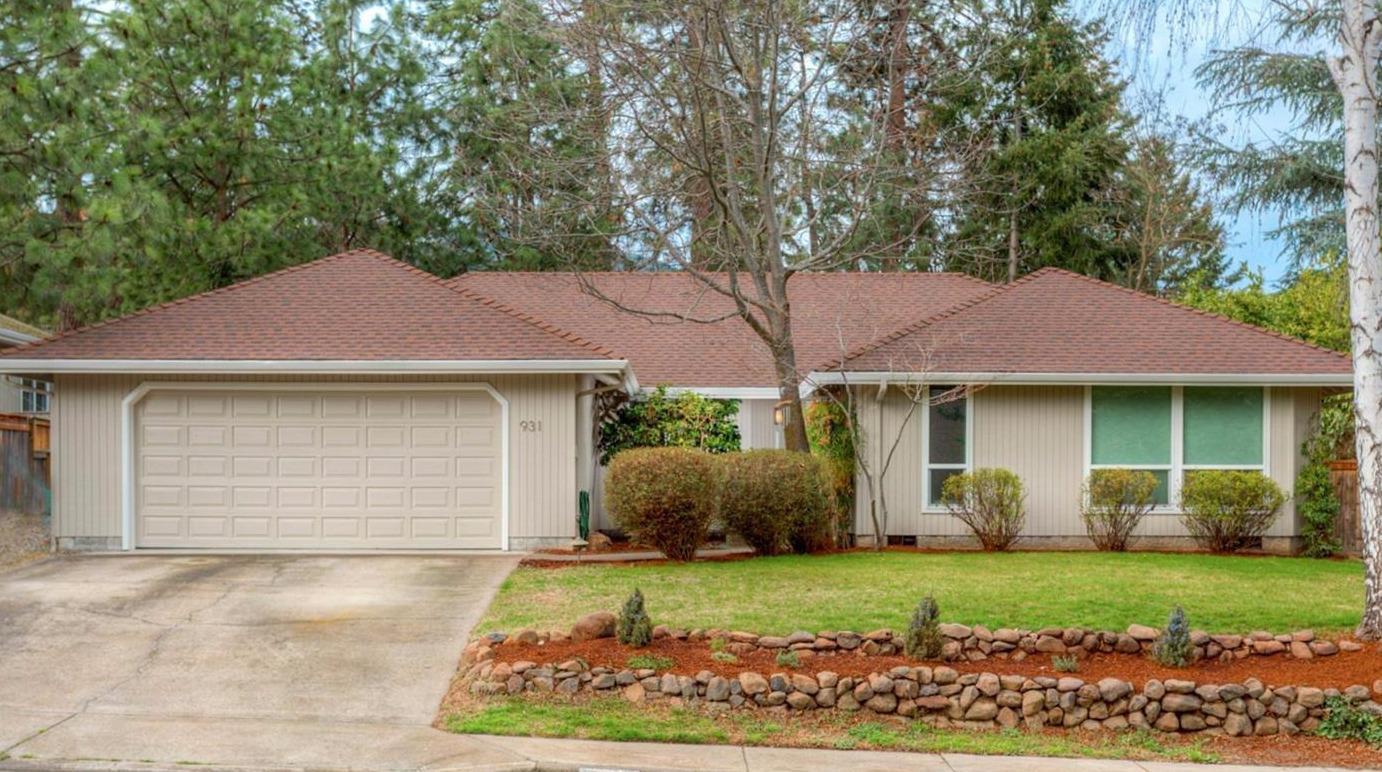Wonderful contemporary single level home on the quiet side of Ashland. Beswick Way is a highly desired street and this home sits among mature trees on a level .24 acre lot. Step inside to an updated home that offers an open floor plan ideal for entertaining. Kitchen sits next to the large dining room that is perfect for long meals and conversation. The living room has vaulted ceilings and a wall of windows that floods the space with natural light. Retreat to the spacious master bedroom with updated bath and access to private garden area. Large second bedroom can be split into two rooms to create another bedroom or office. Enjoy the private and peaceful backyard with lovely gardens and lawn. All of this with easy access to the trail network of south Ashland yet just blocks away from Market of Choice and the conveniences of Ashland.