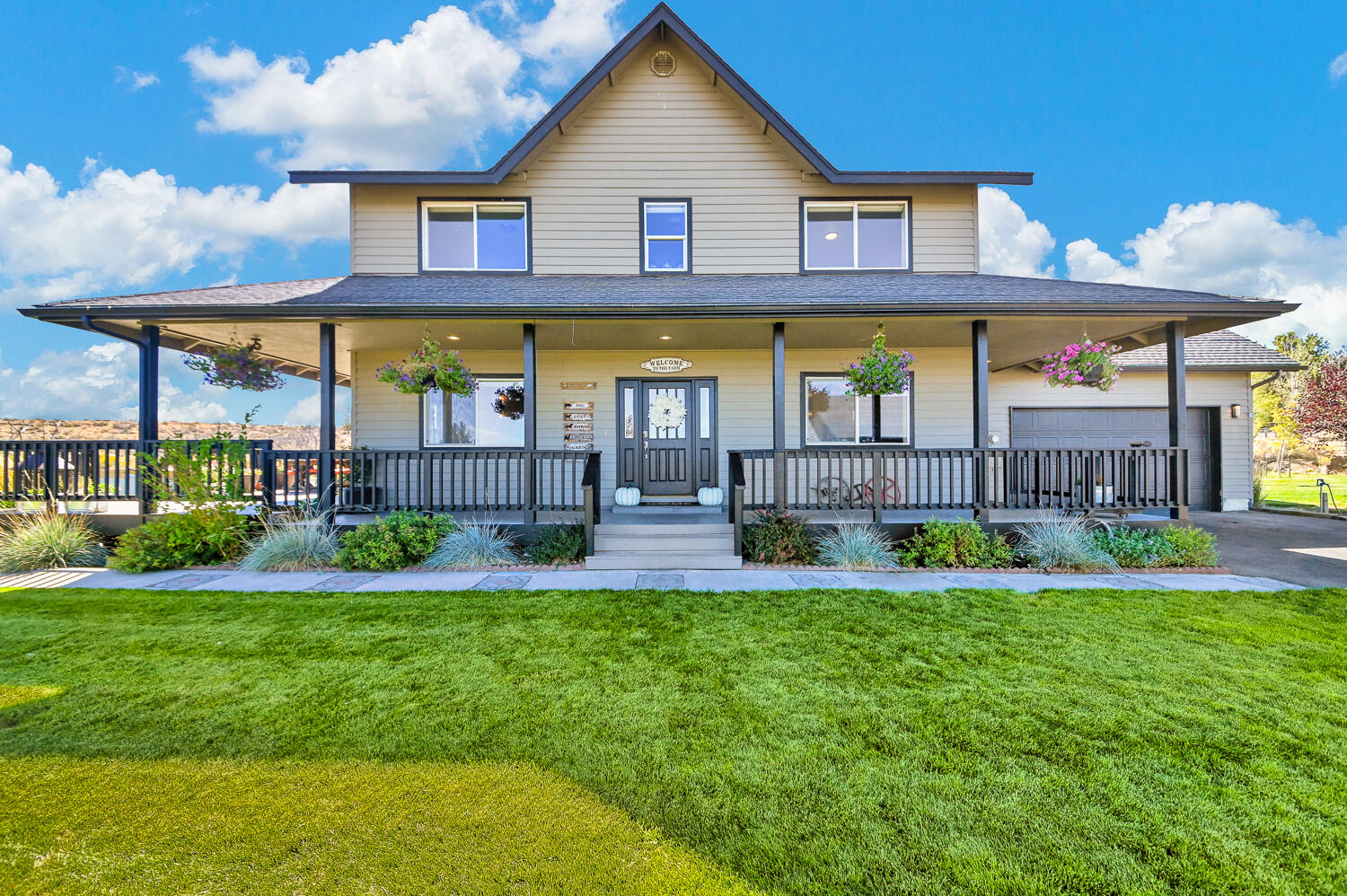 Beautiful Bend home backs to BLM! Completely Private oasis yet Just 10 minutes to Costco, Old mill and Downtown. Incredible interior finishes, outdoor spaces & structures, landscaped+ a freshly paved driveway. Huge 1700 sq ft shop, fenced: 50x50 garden, acre for horse, 3 stall horse shed, 25+ trees, enclosed chicken coop, RV parking and hookups, and more -see attached list. Residence features wrap-around covered porch, heated travertine flooring, multiple dining/living rooms + an open great room w/fabulous kitchen! Wolf cooktop, whitewashed cabinets, stunning concrete counters and views; an entertainer's delight. Upstairs: new flooring, primary bedroom suite w/XL closet & bath and Smith Rock views. Also; Two more guest bedrooms, a bonus room/BDR, guest bathroom, and BIG laundry room. Ext. paint 2020, AC, adorable 100s.ft bunkhouse, & riding trails right out the backyard! Soak nightly under the stars! Peaceful living w/NO TRAFFIC & an easy few minutes into town!
PLS See VIDEO & 3d Tour!
