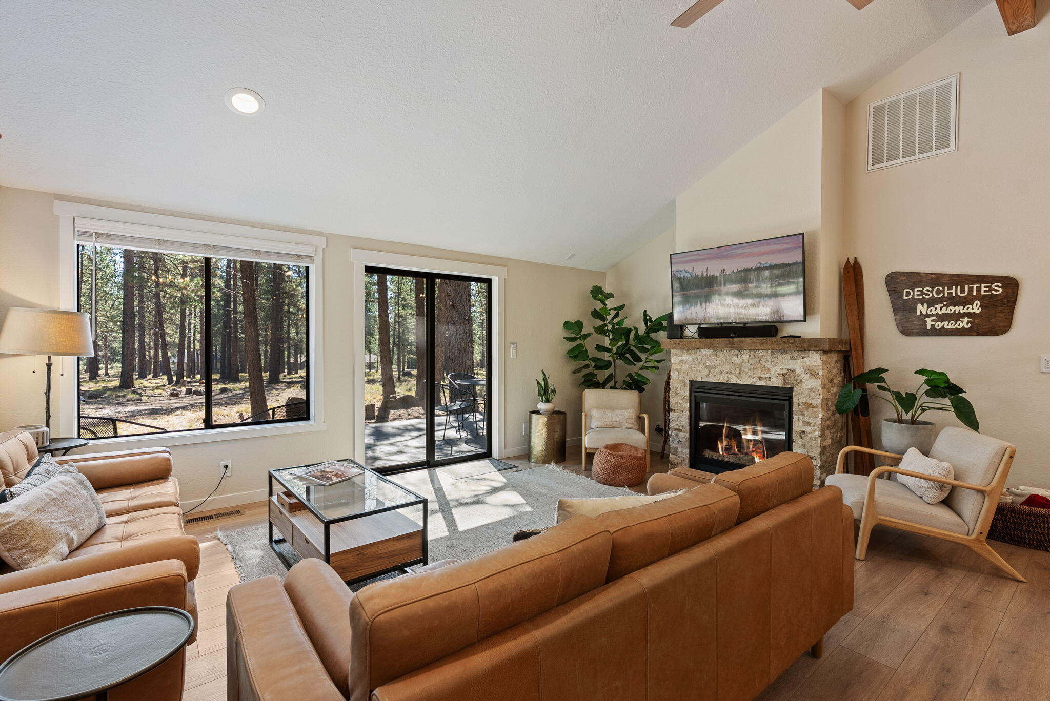 Turn-Key Sunriver Retreat - Renovated 3BR/2BA with Strong Rental Income. In the heart of Sunriver, this fully renovated 3 bedroom, 2 bath home offers comfort, style, and investment appeal. Extensively updated in 2022 with a new roof, flooring, kitchen, bathrooms, paint, gas fireplace, doors, fixtures, and furnishings, it's truly move-in ready. Backing to open forested space, the property provides privacy while being within walking distance to Fort Rock Park, SHARC, and the Village. Proven as a high-performing short-term rental, the home averaged 222 rented days per year with gross annual income of $61,243. Modern upgrades: new heat pump w/ AC, gas fireplace, recently purchased furniture and décor add lasting value. Whether a full-time residence, vacation retreat, or rental investment, this turn-key property blends location, function, and income potential in one exceptional Sunriver package.
