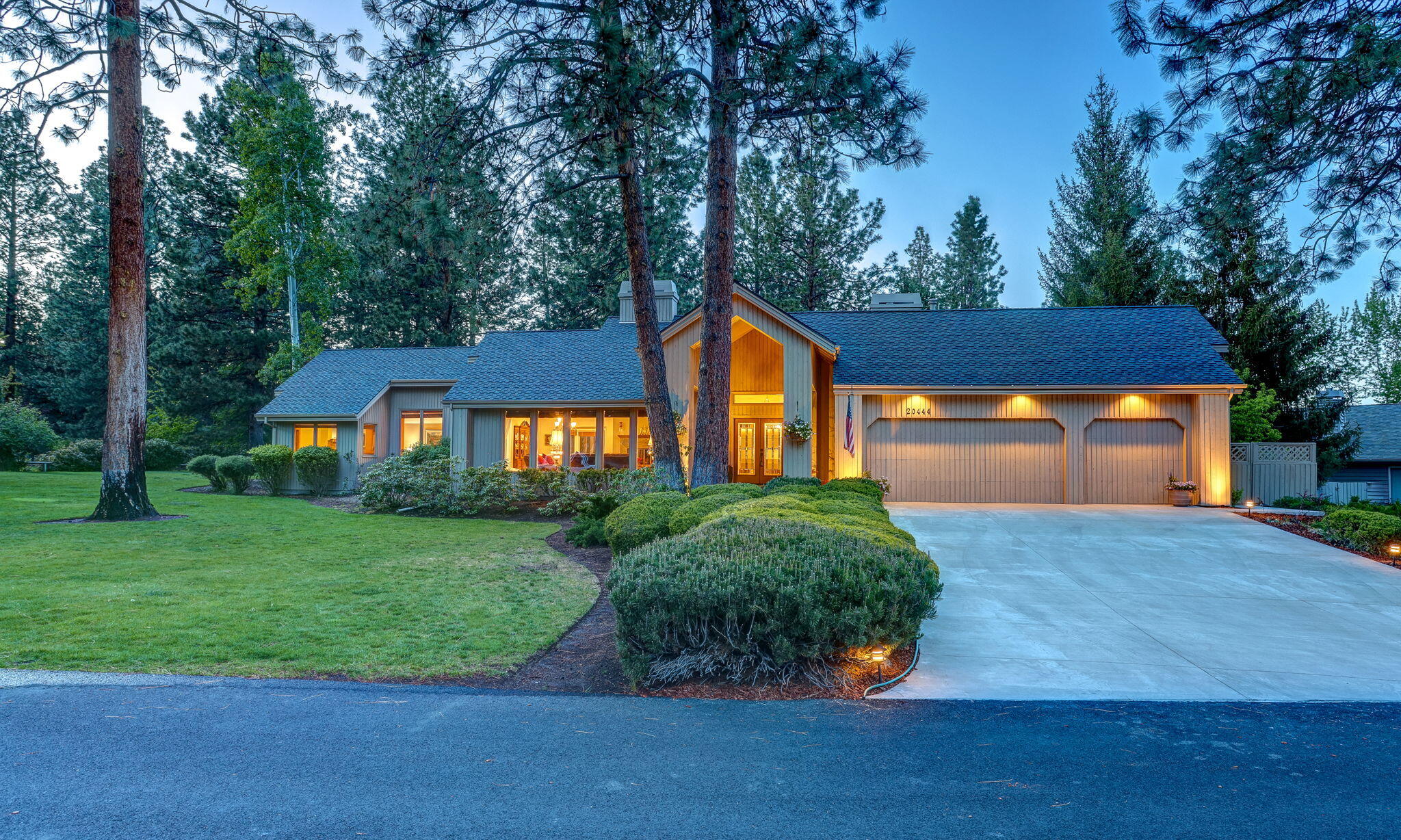 150K PRICE IMPROVEMENT! Come home to tranquility & enjoy a peaceful, private setting. High-quality, contemporary updates throughout the home. New driveway, sidewalk & double front doors. One-level layout for easy living. The kitchen has gorgeous quartz counters, high-end SS Monogram appliances, large island & immaculate white oak floors. The kitchen island is spacious & functional. A butler's pantry w/sink for extra work space! A home office/media room is conveniently located off kitchen for versatile use. The primary suite has a new tub, new tile shower, granite double vanity & flooring + walk in closet. The 2nd bath has been remodeled w/granite & gorgeous tilework. The 2nd primary suite has a separate entrance, remodeled bath, walk-in closet & fireplace. This space is perfect for MIL. An expansive deck w/awning is perfect for relaxing on this .66-acre lot. Don't miss this rare opportunity to own a meticulously maintained home in a tranquil setting w/top notch community amenities