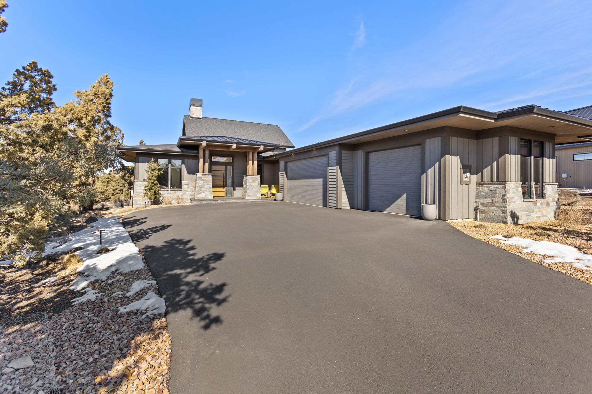 This thoughtfully designed custom home with mountain views offers luxury living in the heart of Brasada Ranch. Built in 2022, The attention to detail is evident throughout from the remarkable custom steel fireplace, 15ft vaulted ceilings, 8ft doors throughout, and wide plank wood floors. Open floor plan seamlessly connects the great room, chefs kitchen and dining area, creating the perfect space for entertaining. The kitchen offers an oversized quartz countertop island, high efficiency stainless steel appliances, and walnut cabinets. Next to the kitchen you will find an oversized butlers pantry, and a separate laundry room. Unwind in your comfortable primary bedroom and luscious en-suite with radiant heated floors and walk-in closet. Two additional bedrooms and updated bathroom wraps up the interior of this home. Step outside to your covered back patio and backyard which provides a peaceful retreat. Spacious 3 car garage equipped with epoxy floors, and a tankless water heater.