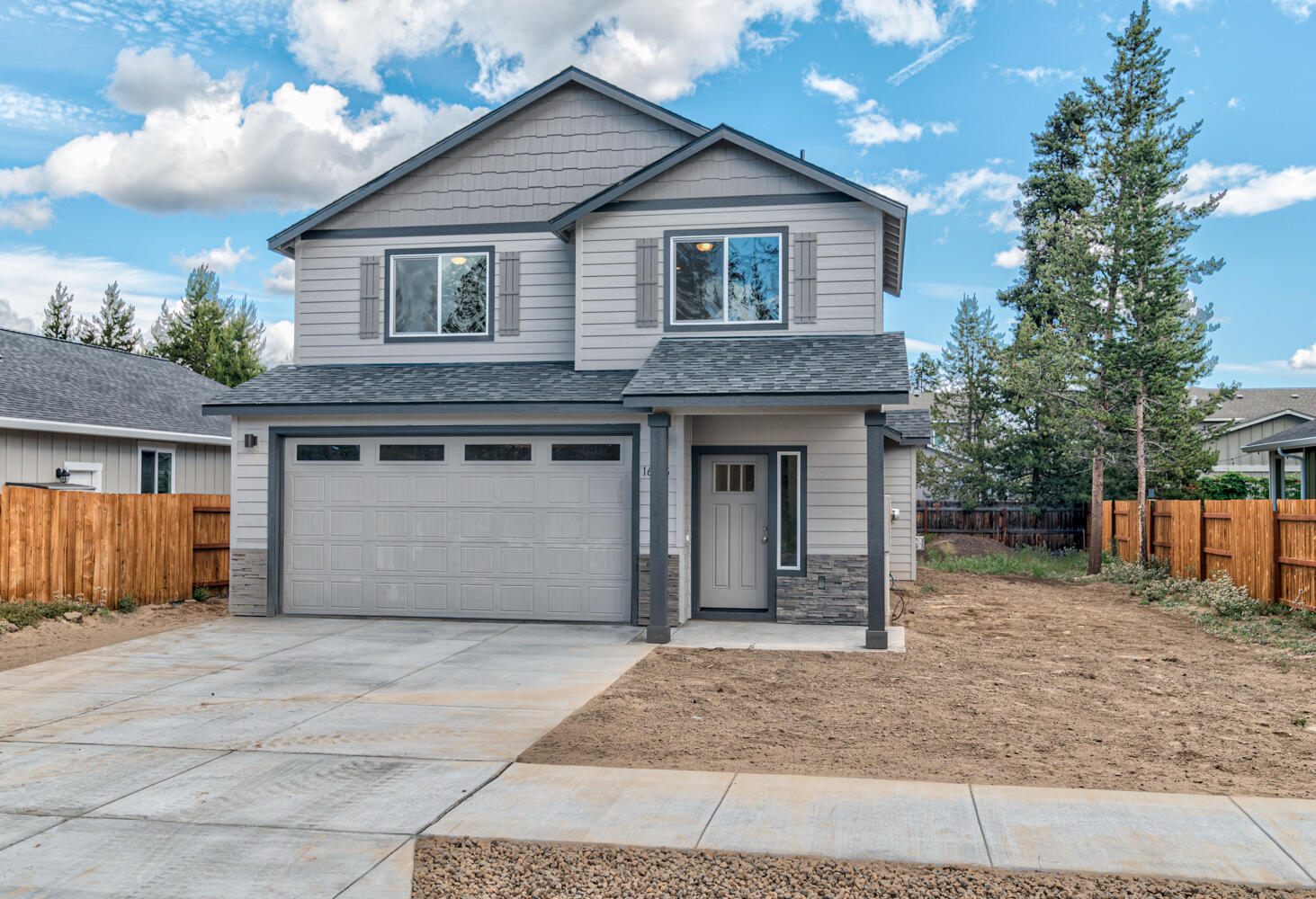 Newly built home featuring 3 bedrooms, 2.5 baths, a loft home located close to pickle ball courts & Finley Butte Park to enjoy with the kids and the dogs.  The home has  AC, new appliances, solid surface kitchen counters & laminate flooring, gas fireplace so start off right it a great property!  This two story 1,573 sq. ft. home offers a wonderful layout with the primary bedroom on the 1st floor, the other two bedrooms and loft are upstairs.  Fenced on 3 sides, this is the perfect lot as it gives it the optimal space for family, BBQ and the pets.  The garage is insulated and was upgraded from the original plan with an additional 4 ft. added for more space to store vehicles and your toys. A 240 outlet was added to the garage for those who have an electrical vehicle.  This home is pre-wired for solar capabilities.  Come make this your go to spot in Central Oregon!  Home warranty is transferable to the buyer at closing. No HOA fees and the loft is wired for TV.