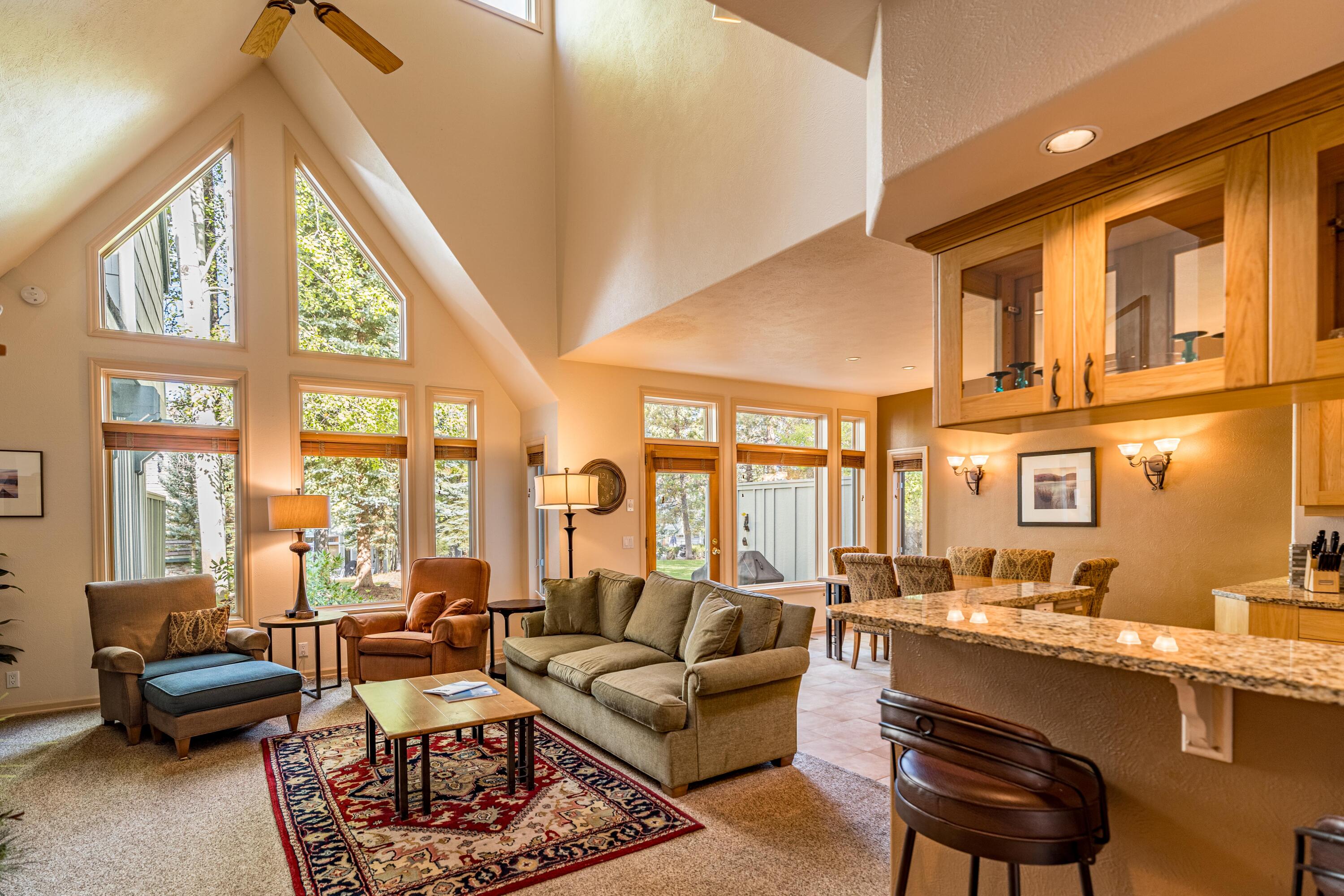 TH# 32 - F — 10% Deeded ownership (5 Weeks) in this large beautifully decorated and furnished townhome. This home has a great back patio and is the only 10% 3 Bed with direct access to the StoneRidge common grass/treed courtyard.  Home was beautifully refurbished in March 2018 Very Nice.  StoneRidge Townhomes-Sunriver has a clubhouse with a pool, workout room, Jacuzzi/hot tub, steam room and sauna. Tennis courts and bikes available. A professional management team is onsite to assist with any needs owners may have. This home is a rental option home and you can exchange weeks through RCI.