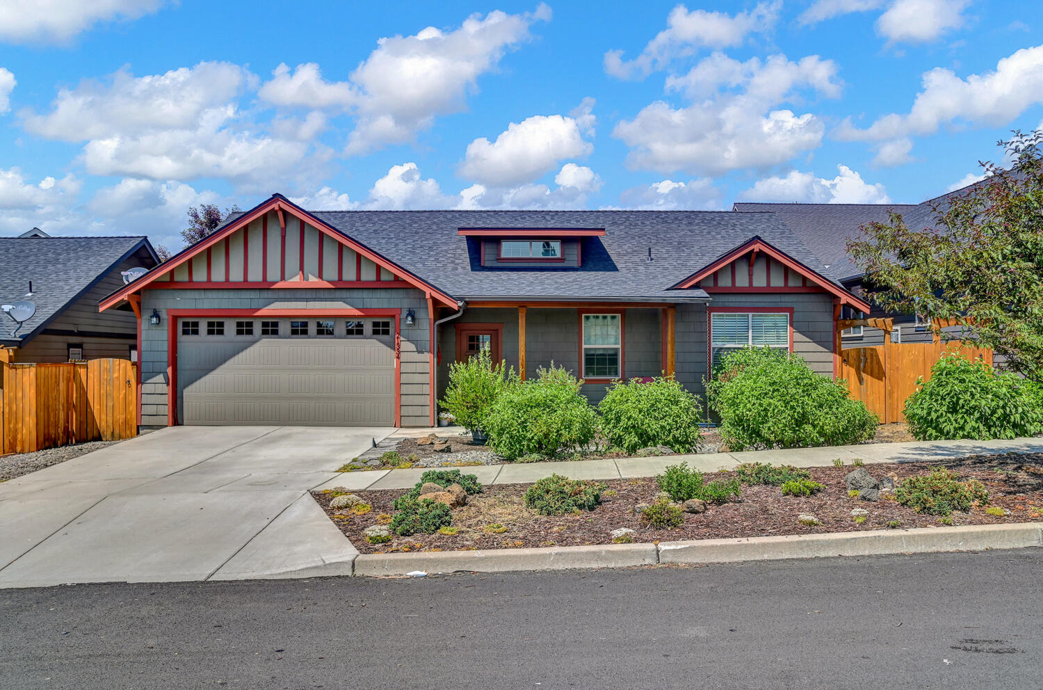 Beautiful, low maintenance, single-level home close to restaurants and shopping on Bend's eastside. Open-concept great room boasts vaulted ceilings and gorgeous hardwood floors. Stainless steel appliances, granite counters, and plenty of storage in the kitchen make this home great for entertaining. Great separation of all three bedrooms allows for privacy and versatility. Low maintenance yard allows for more time to enjoy all Central Oregon has to offer.
