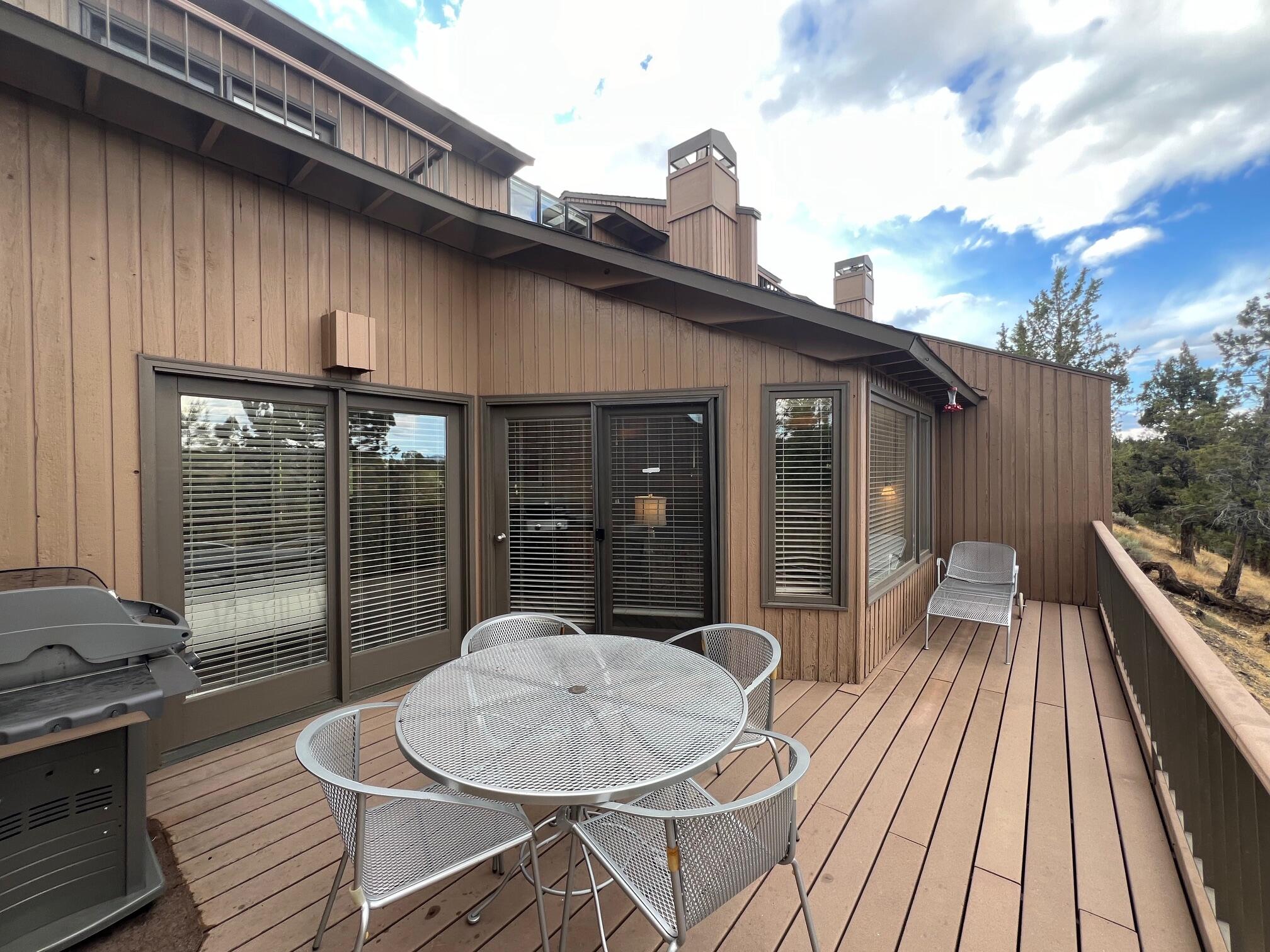 One of a kind Eagle Crest Resort fractional ownership that lumps all 4 weeks together from August 21 thru September 21 every year. Enjoy the gorgeous views of the Deschutes River, Smith Rock, and Powell Butte from the private back deck of this beautiful unit. This well-appointed fractional townhome provides a private, quiet location separated from the parking area by a large lovely grassy area. Beautifully furnished with updated furniture. The array of colors in the sky can be enjoyed at sunrise and sunset from two deck locations. Let the sounds of the Deschutes River ease your mind and relax your soul. Eagle Crest is home to three golf courses, Miles of walking, biking, and hiking trails, three sports centers, an 18-hole putting course, and eateries. Enjoy the private pool only for River View Vista Estates. A new tap house along the same river canyon provides another excellent option for your enjoyment.