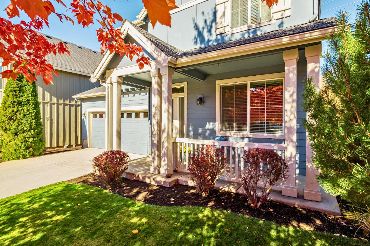 Price Improvement! Located in sought-after Mountain View—Bend's 6th most walkable neighborhood—this immaculately maintained home provides exceptional value in one of the most convenient eastside pockets of the city. Inside, 9-ft ceilings frame two living spaces, a cozy fireplace, and a spacious kitchen with generous storage and a true walk-in pantry. Upstairs, you'll find your oversized primary suite featuring a tray ceiling, abundant natural light, a walk-in closet, dual vanities, and a garden soaking tub. Two additional bedrooms and a second full bath complete the upper level. Both yards are landscaped with sprinkler coverage for easy maintenance. The fenced backyard offers curated trees for shade and a private vantage point to watch 4th of July fireworks rise over Pilot Butte. With downtown less than 3 miles away and an impressive Walk Score of 68, you can leave the car behind and enjoy easy access to Bend's favorites. This home delivers the Bend lifestyle buyers are looking for.