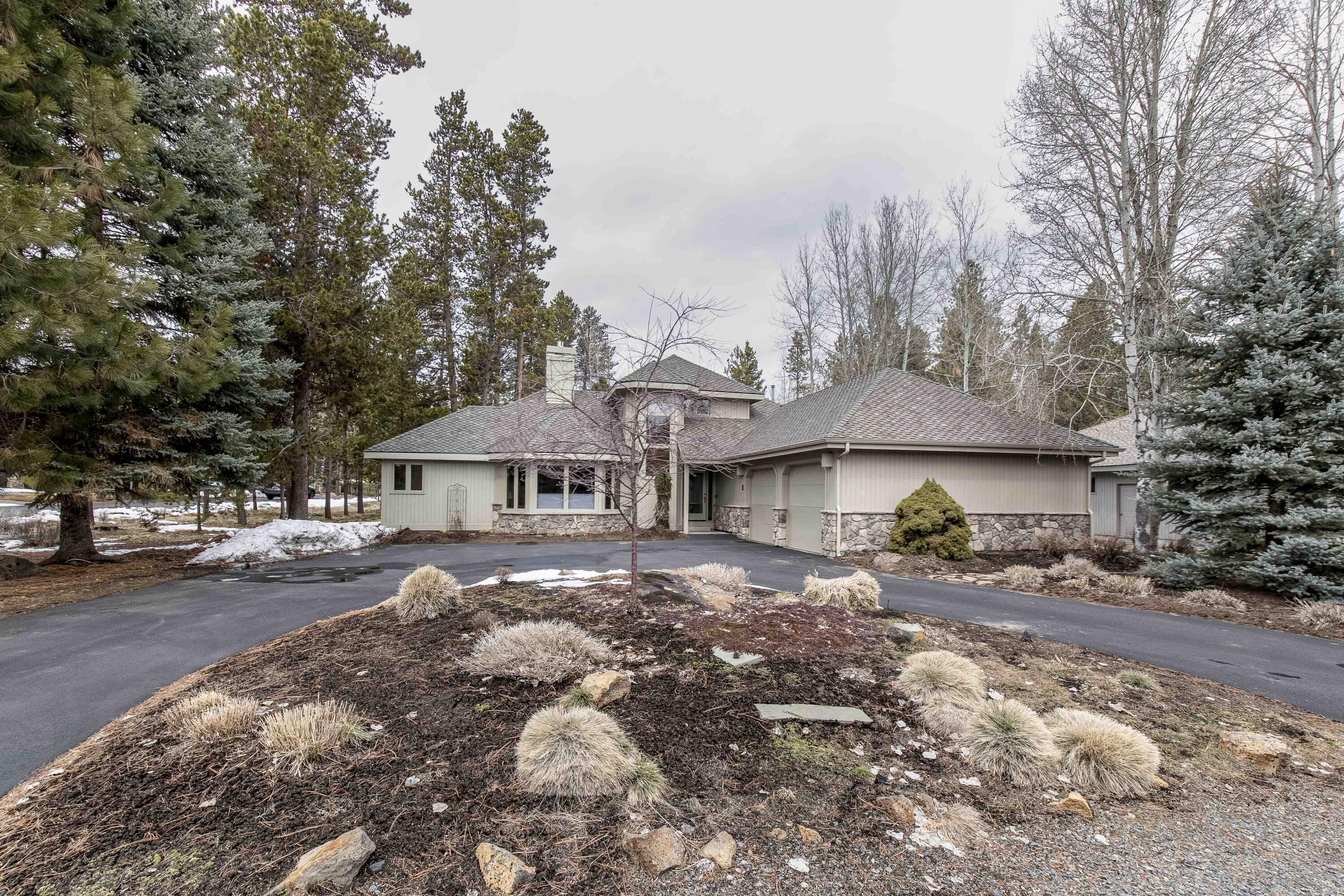 Welcome to your Sunriver dream come true! This stunning 3-bedroom plus loft, 3-bathroom home is sure to impress with gorgeous Acacia floors, soaring ceilings & great floor plan. Enjoy the warmth of 2 gas fireplaces in both the living room and family room, perfect for cozying up on chilly nights. Central A/C means you stay cool & comfy all year round. Updated kitchen & bathrooms feature high-end finishes & modern fixtures providing the perfect balance of style & functionality. The main level boasts three spacious bedrooms. The primary suite bath is a true oasis with heated tile floors & luxurious amenities making it perfect for pampering. Upstairs, a loft bonus area with full bath provides additional living space perfect for a home office or media room. Circular drive & landscaped grounds welcome you to this beautiful home. 2-Car garage. SHARC assessment paid in full. New roof 2021 & new exterior paint 2022. Mostly furnished.