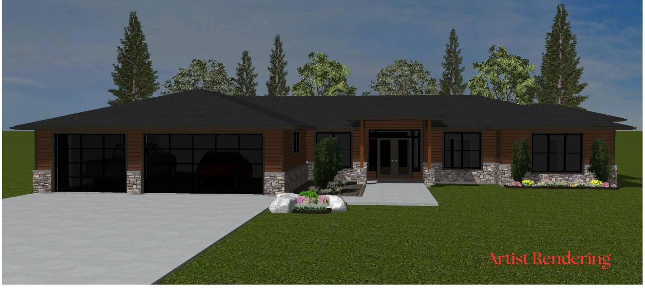 Modern elegance and upscale living in this brand-new contemporary home, ideally situated in one of Southern Oregon's most sought-after resort communities. Set against the golf course and nestled among oaks and pines, this thoughtfully designed residence offers the perfect blend of style, comfort, and functionality.  Inside, you'll find spacious en-suite bedrooms—each with its own private bathroom—creating an ideal retreat for both family and guests. Highlighted by luxury vinyl flooring, granite countertops, and beautifully curated finishes that add timeless sophistication. Expansive windows and open-concept living spaces bring in natural light and showcase panoramic views of the surrounding landscape. Enjoy the tranquility of a secluded back patio, surrounded by greenery. A rare 1,065 sq ft, 4-car garage provides ample space for vehicles and recreation. Customize your dream home with the possibility to select your color palate and available upgrades, making this home uniquely yours.