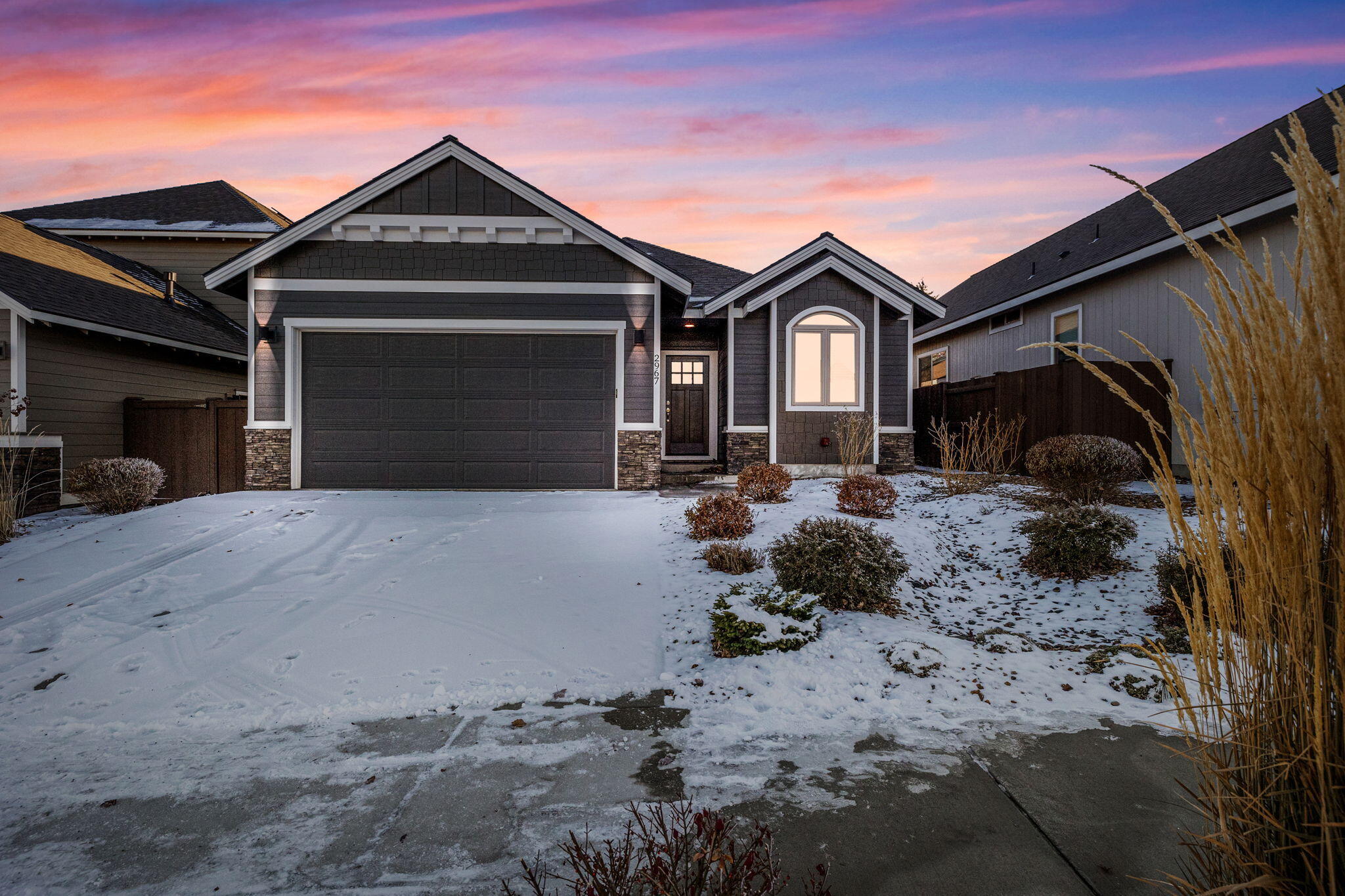 You'll feel right at home in the highly desirable community of Mirada in NE Bend. This charming single-level home was recently completed in 2020 and has been lightly lived in. It is also turnkey, including all furnishings! The open floor plan and vaulted ceilings makes for a comfortable and functional living space. Large windows permits an abundance of natural light. The house features beautiful wood-like laminate flooring, quartz countertops, stainless steel appliances, and A/C for hot summer days. Recently upgraded with low-maintenance landscaping, astroturf in the backyard, and fencing. Neighborhood amenities include a community pool, 4-acre park, playground, and walking paths. HOA covers front yard maintenance. Close proximity to Pine Nursery park, featuring pickleball courts, large walking trails, soccer fields, sand volleyball courts, dog parks, and more! Close to the Hospital, Costco, Whole foods, Food trucks, and more! Only an easy 30-minute drive to Mt Bachelor.