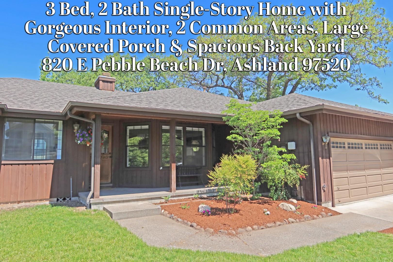 Amazing contemporary upgrades with large covered deck make this Ashland single story beauty a must tour! Open concept kitchen will delight any cook! 2 roomy common area BOTH have fireplaces! 3 bedrooms and 2 baths, large mudroom/laundry area,  gorgeous landscaping and an attached 2 car garage make this unique move in ready property a must tour! 3D virtual reality interior video, drone aerial exterior video, inspection, floorplans, and measurements available on MLS. Contingent upon seller finding replacement property. Appointment only and please do not disturb owners.