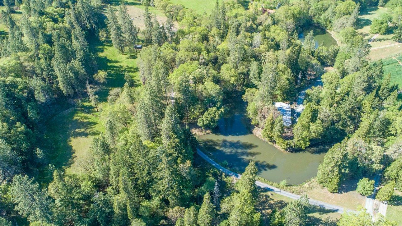 Tranquil homestead on 13.3 acres w/irrig water rights on 10acres! Zoned FR, ¾ acre pond, seasonal creeks, horse pasture, wooded area, brand new raised beds in fenced veggie garden (w/room for expansion), mature fruit trees, grape vines & over 200 varieties of flowering plants & trees. Beautifully maintained home w/ gorgeous views of pond & 1200 sq ft deck. Spacious rooms & ample storage thru-out. Vaulted ceilings w/antique light fixtures & skylights. Maple, oak, bamboo, and stone floors. Lrg kitchen w/ pantry, gas stove w/griddle, dishwasher, lrg fridge. High efficiency washer/dryer. Screened porch off Living room w/afternoon shade. Lrg family room w/ woodstove & reading nook. Primary bedroom w/ slider out to deck/spa & pond views. Master soaking tub, glass shower & walk-in closet. Whole-house sound system including speakers on the deck. Outbuildings: woodshed, insulated workshop, chicken coop, toolshed, greenhouse, garden shed. Don't miss out on this special oasis. See video tours!